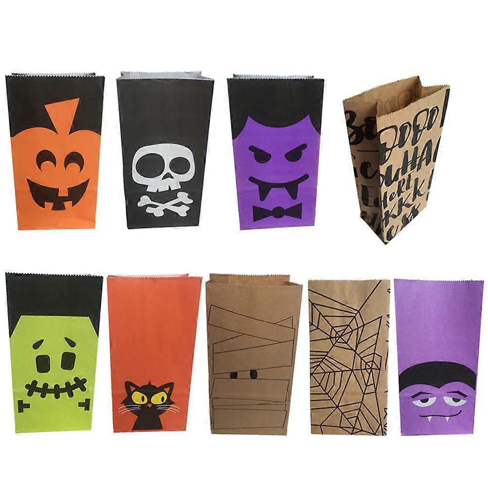 Candy Bag Halloween Holding Items Kraft Paper Rectangular Mixed Style 40Pcs