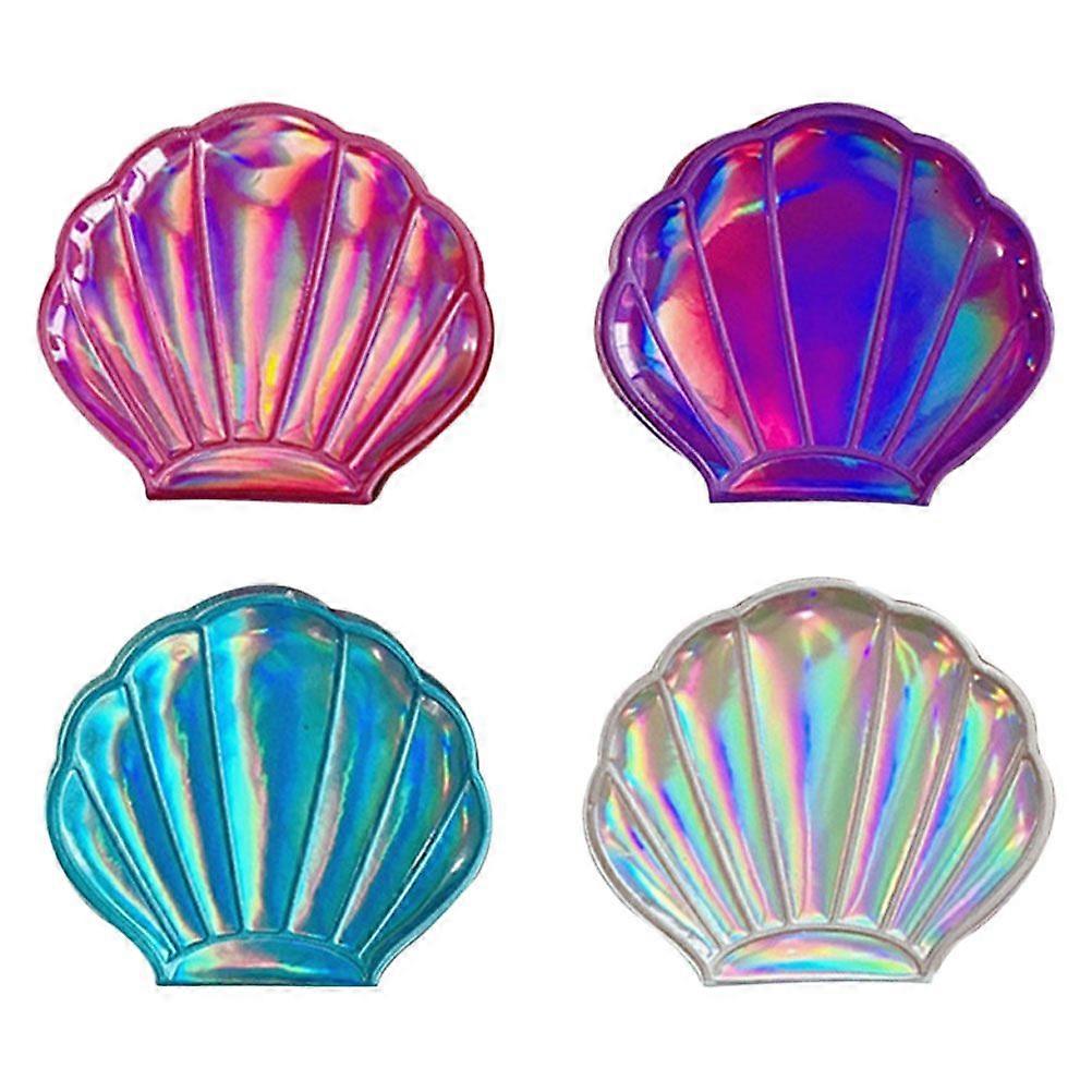 4pcs Shell Shape Foldable Mirror Cosmetic Mirror Magnification Makeup Mirror