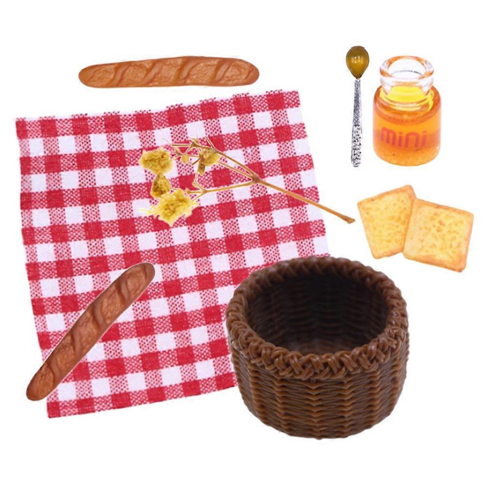 Simulation Mini Bread Basket Model Doll House Decor Assorted Color 8Pcs