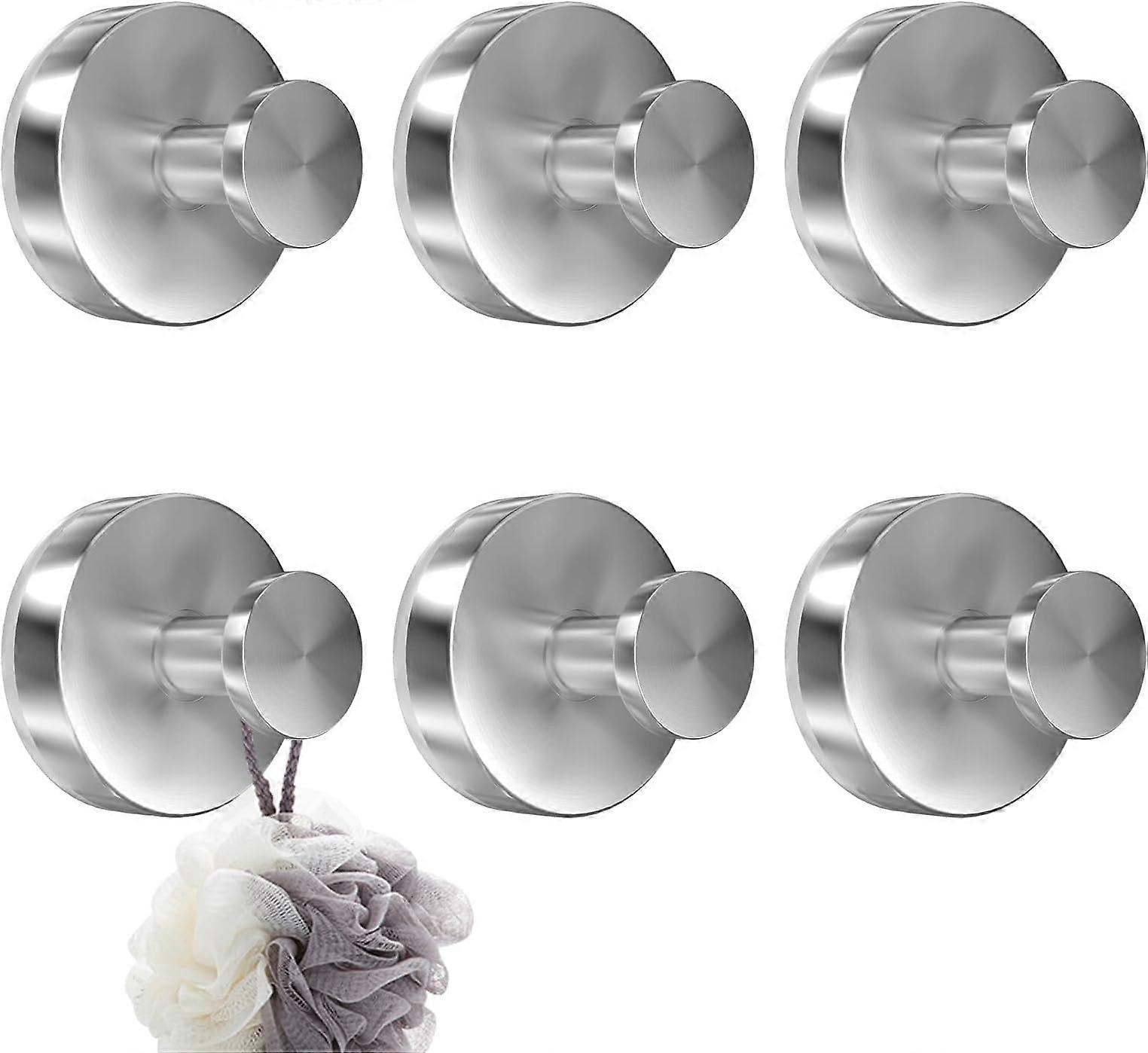 6pcs waterproof stainless steel hooks, bathroom suction cup hooks