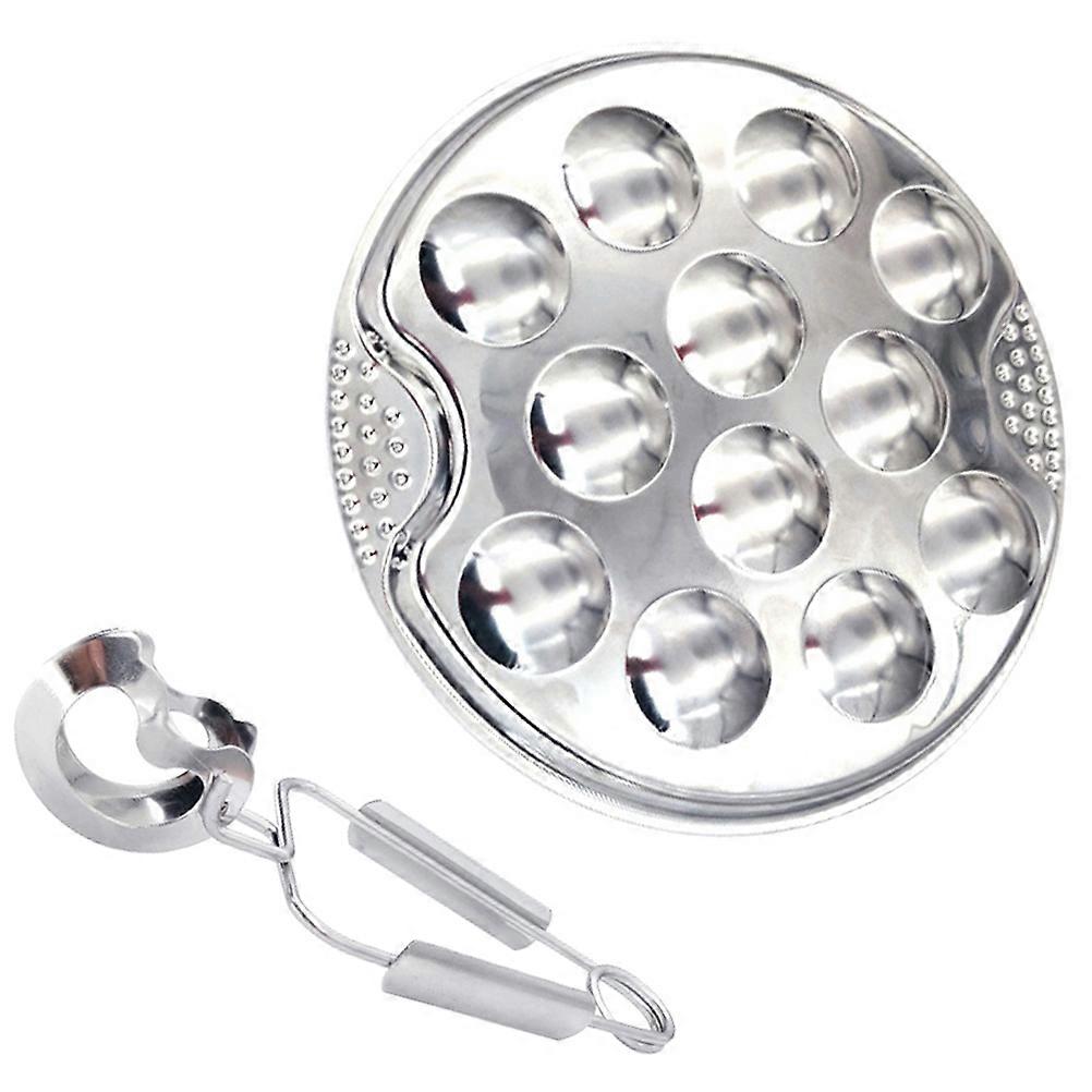 Metal Escargot Plates Resistant to Rust Oven Safe Baking 19X19X2.5CM 1Set