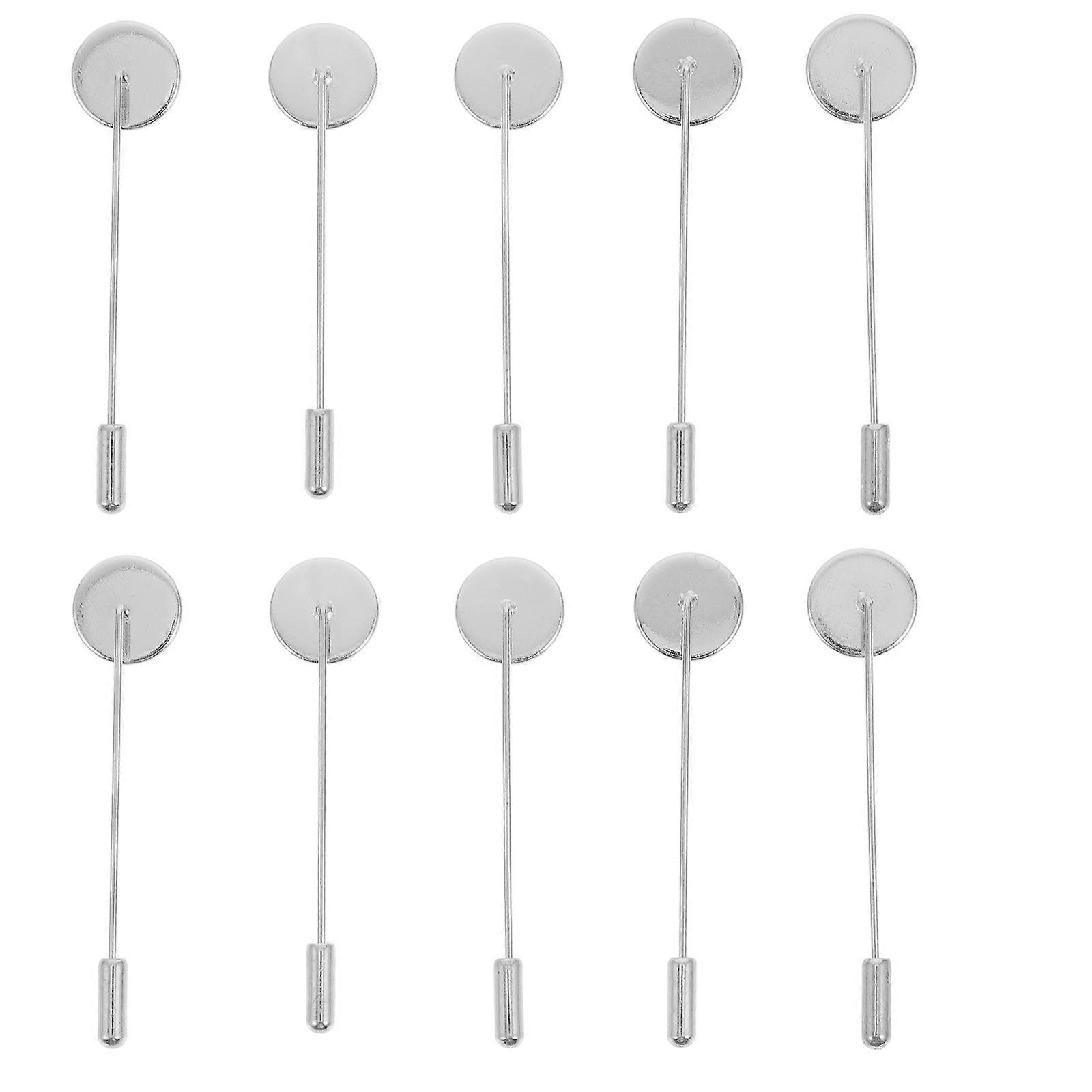 Safety Blank Brooch Pin Stick Round Tray Lapel Pins Various Occasions 10Pcs