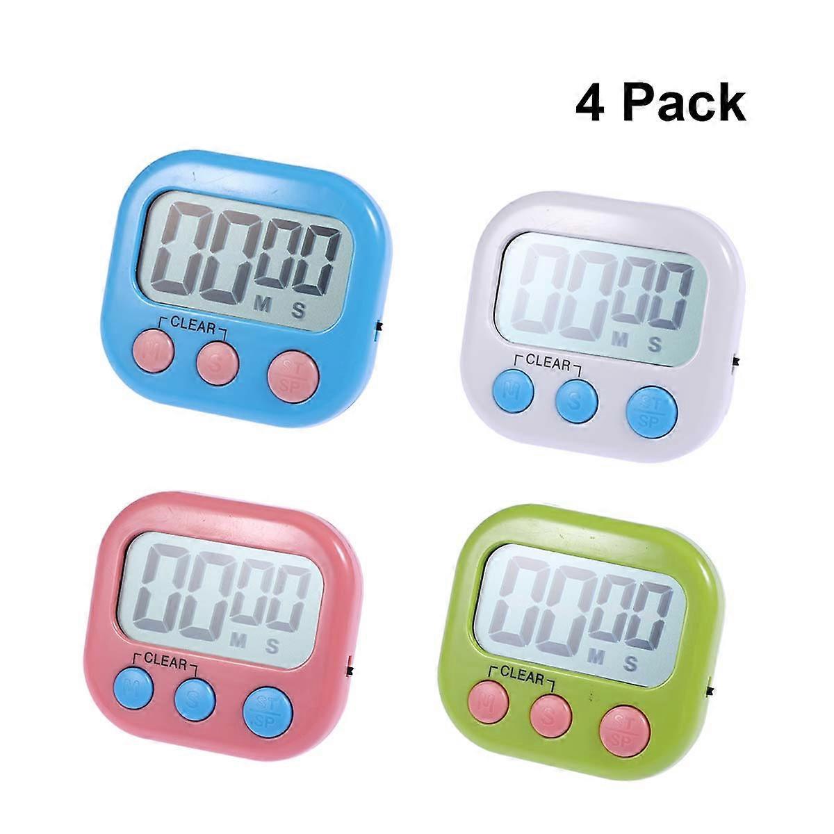 Digital Kitchen Timer Countdown Count Up Loud Alarm Magnetic Back LCD Digital Display White Blue Green Pink