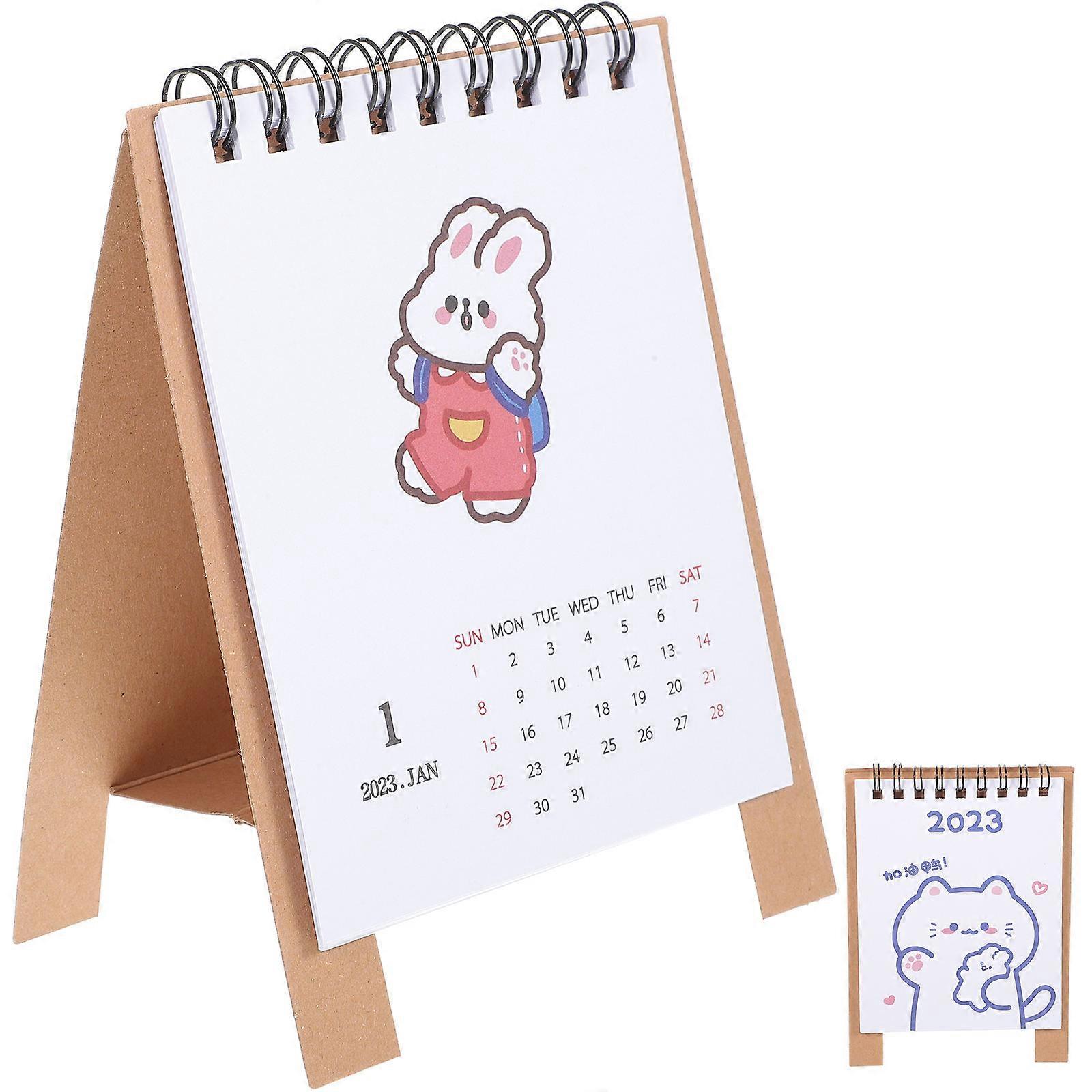 Decorative Standing Calendar Tabletop Calendar for Desk Accessory Writing Triangular Stand 1Pcs