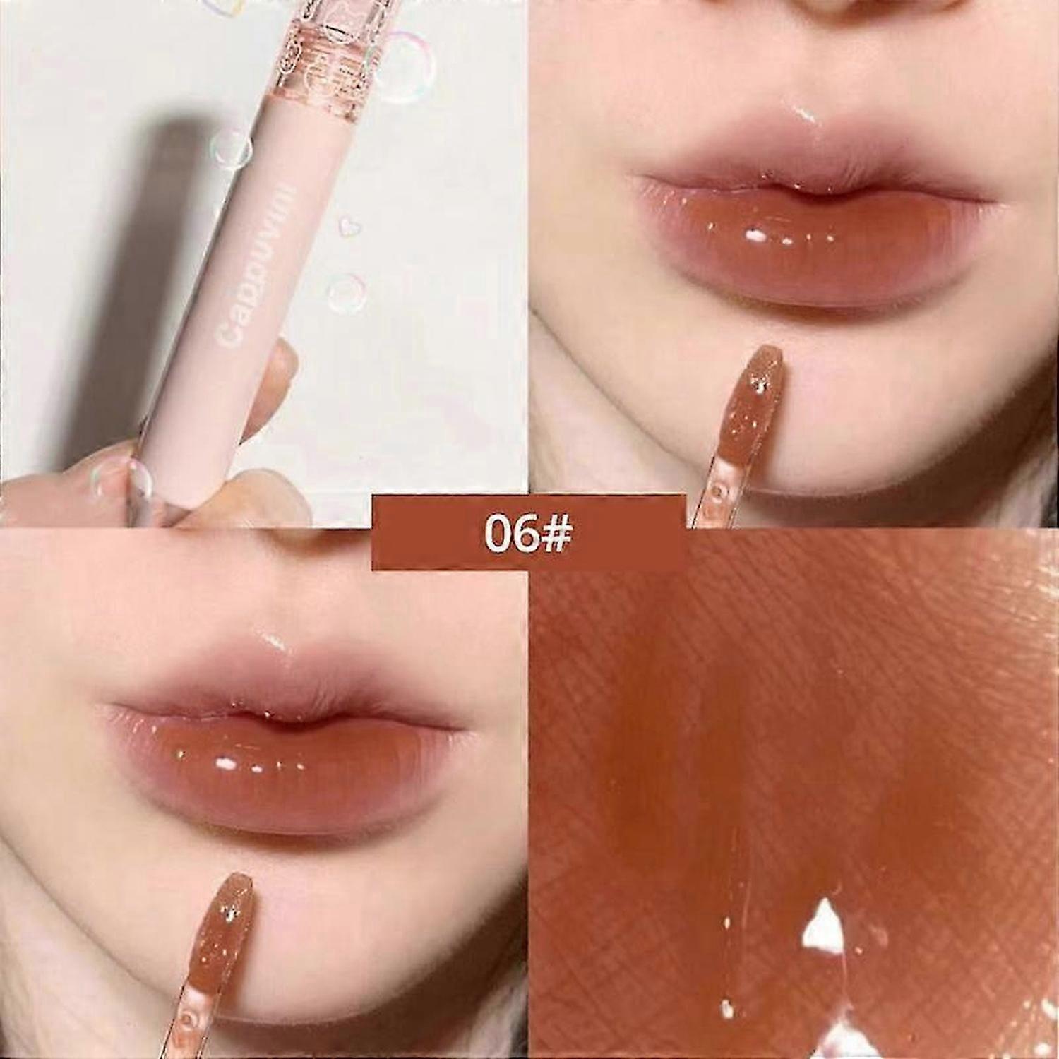 Cappuvini Bubble Lip Gloss Mirror Water Liquid Lipstick Moisturizing Lipgloss