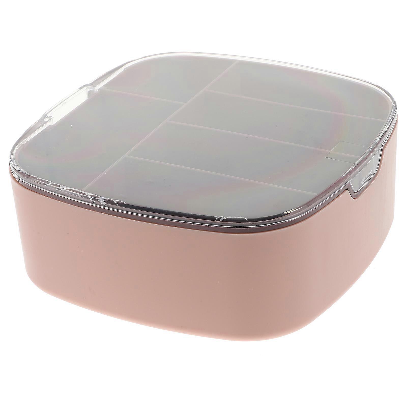 Desk Storage Box Cord Management For Desktop Organization Rectangular Pink 12.5X12.5X5.5CM Dust-Proof 1Set