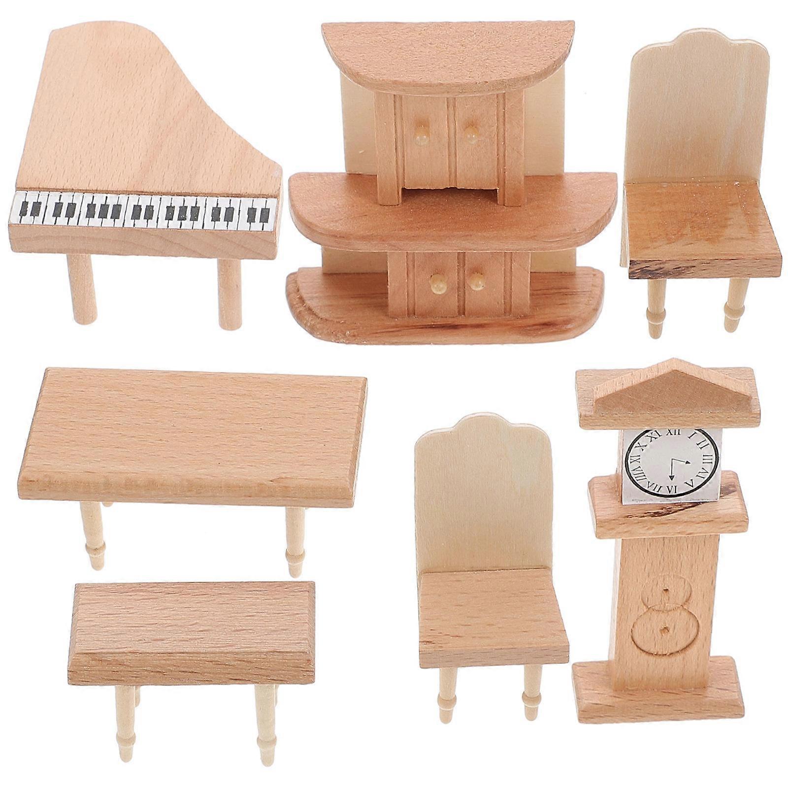 Miniature Piano Dollhouse Furniture For Children Party Decorations 7.10X6.80X2.00cm Wood Charming Details Set