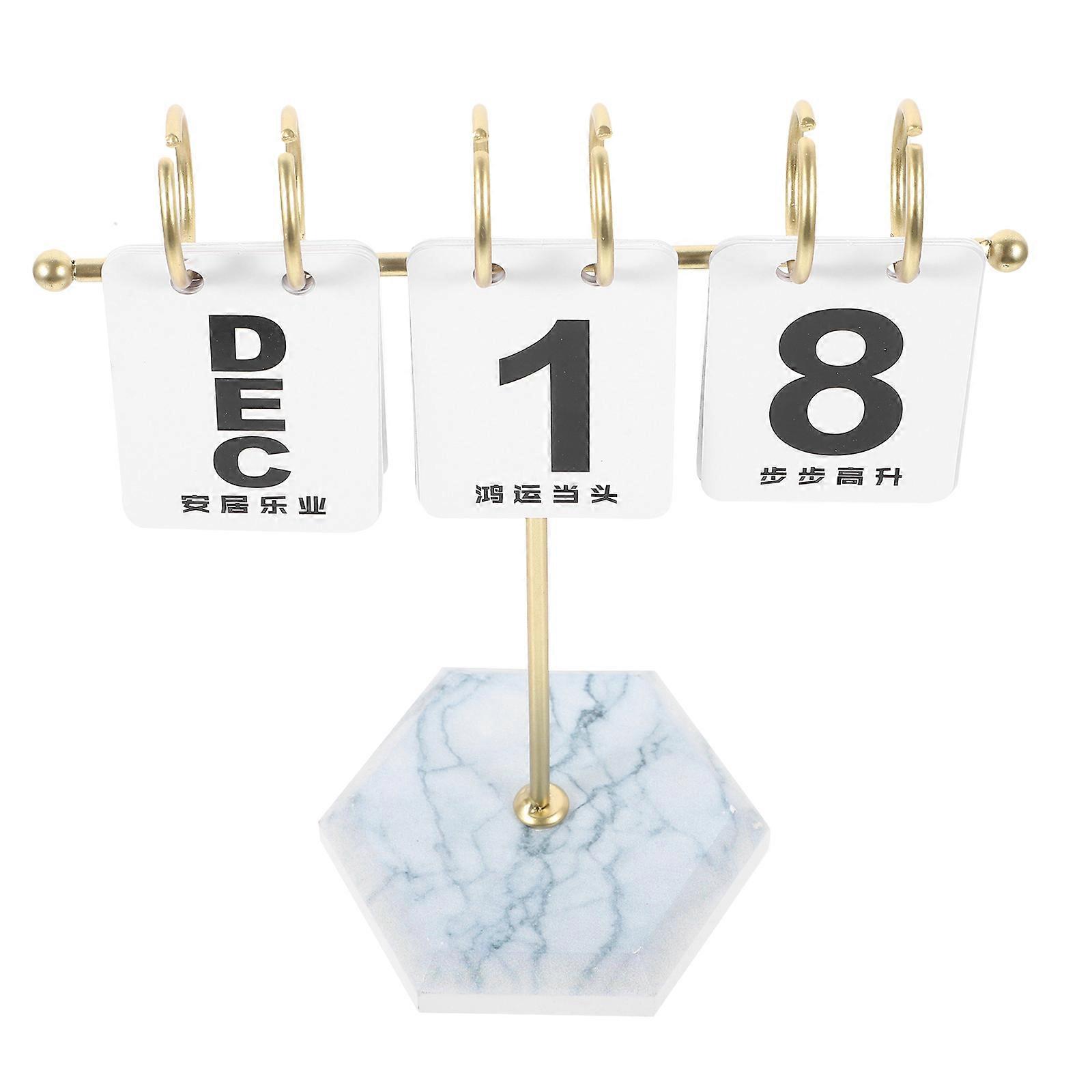 Office Decor Calendar Standing Flip Desktop Calendar Daily Flip Calendar for Desk Modern Minimalist Design Iron Material 1Pack