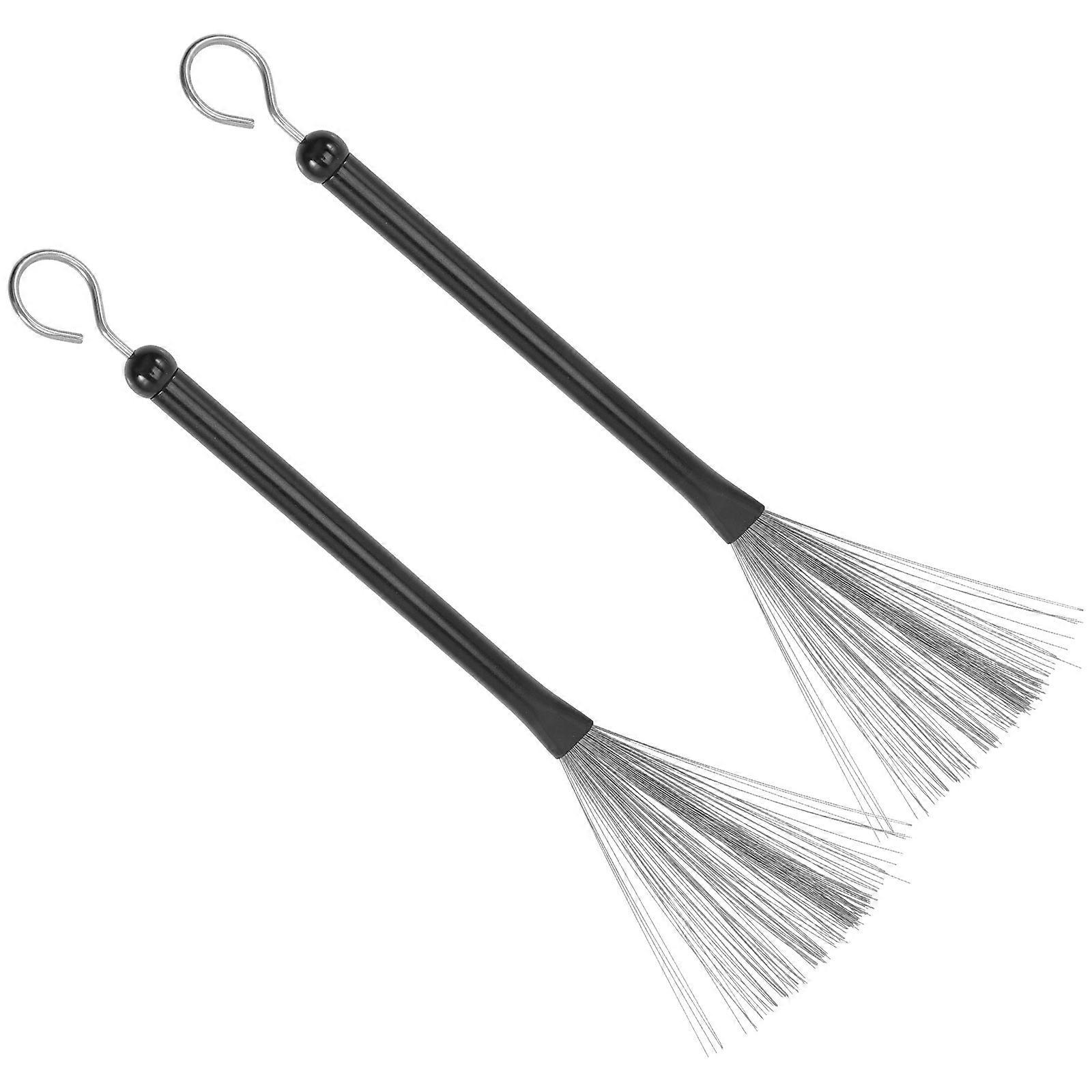 Wire Drum Brushes Durable Metal Handle Steel Wire Drum Set Accessory for Performing Drummers Beginners 35.5x1.6cm 2Set