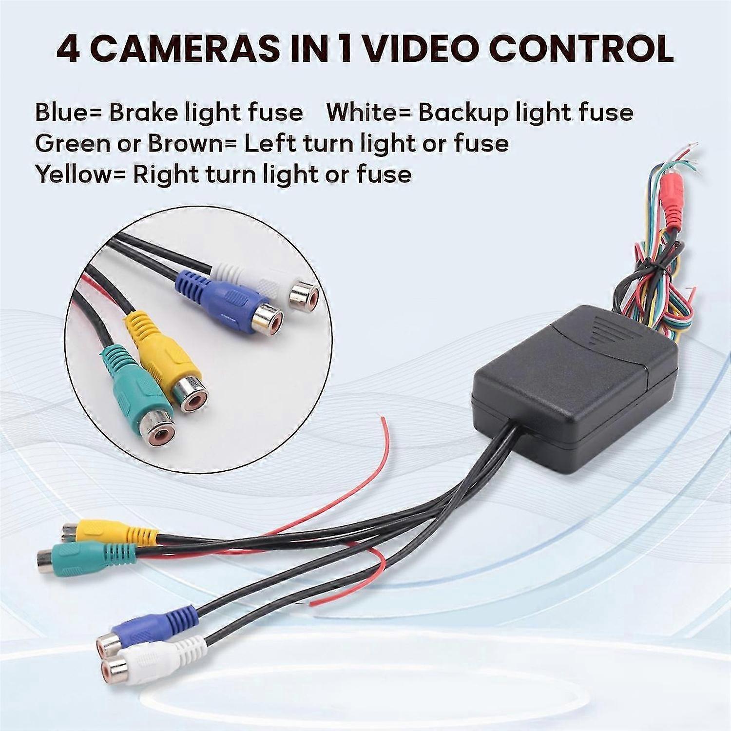4 Cameras in 1 Video Control Image Combiner Channel Converter Box for Car Driving System Front Rear