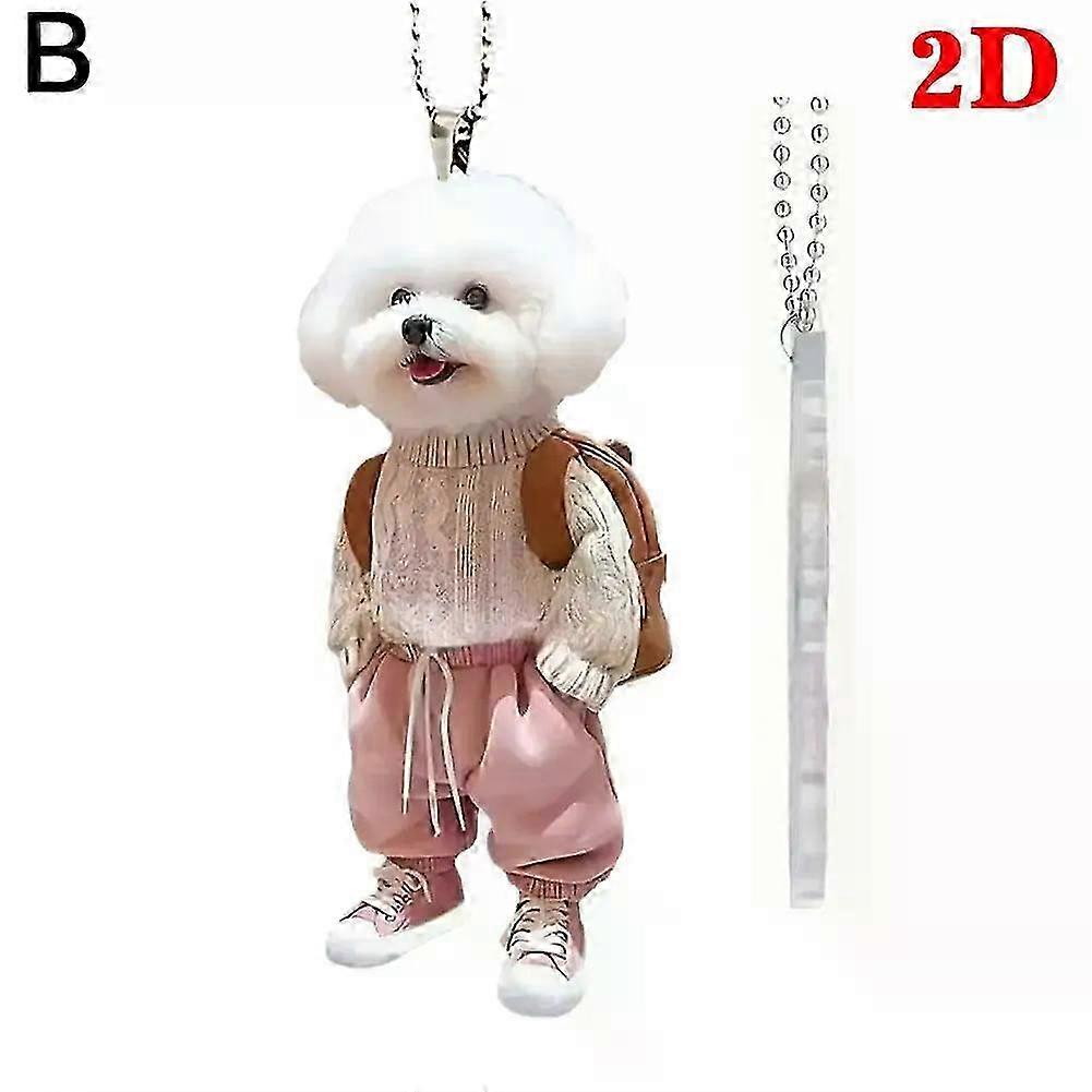 Creative Puppy Man 2D Backpack Rearview Mirrors Pendant Car Hanging Ornaments Decoration Accessories Gifts For All