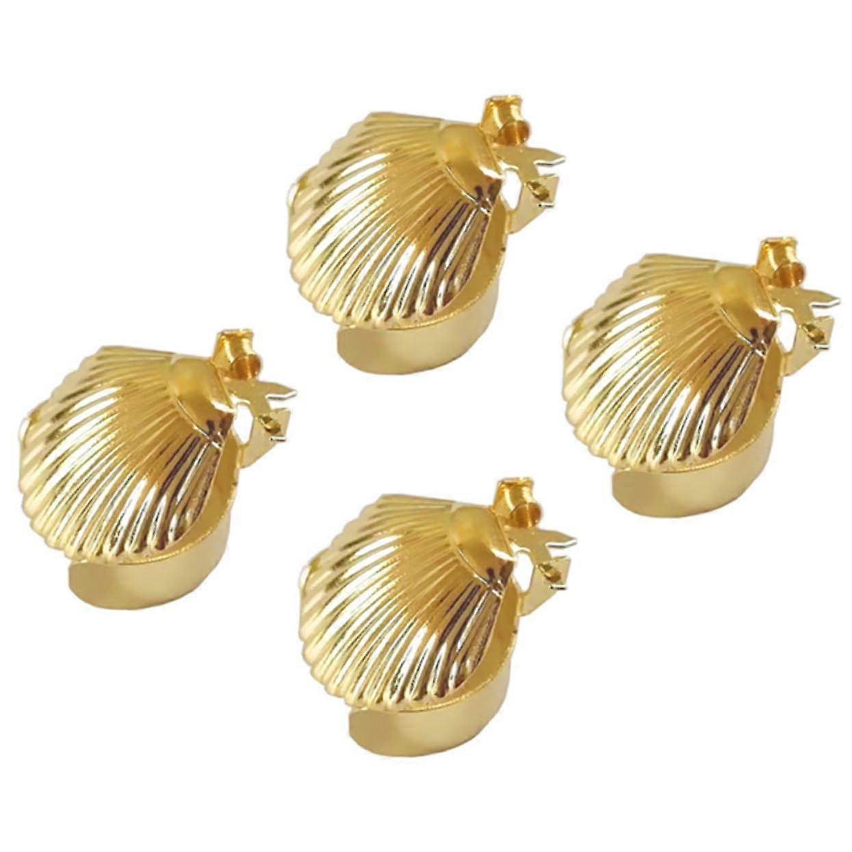 4-Piece Automatic Candle Snuffer Set for Home Use, Shell and Gold Design, Wick Extinguisher for Scented Candles in Tealight Holder