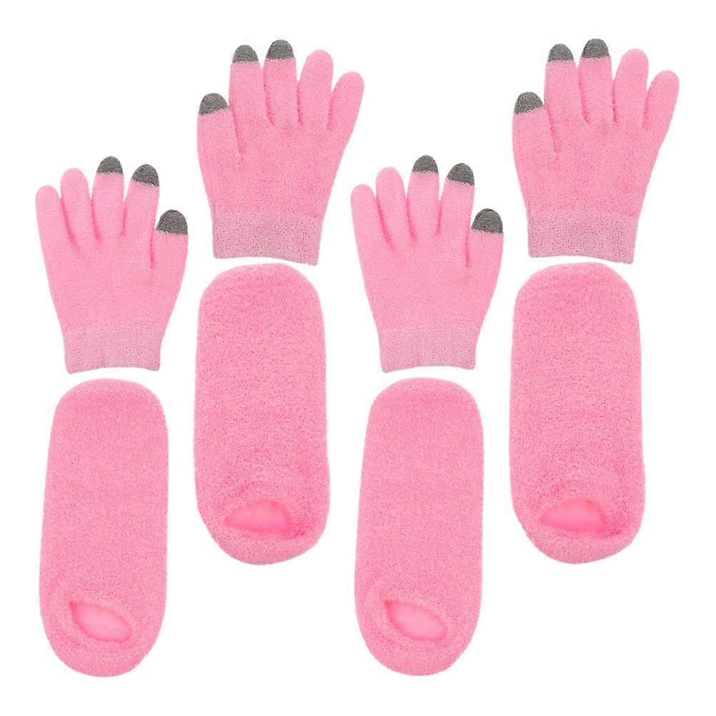 Hand Moisturizing Gloves And Socks Comfortable With Dry Skin Sports Pink 2 Sets