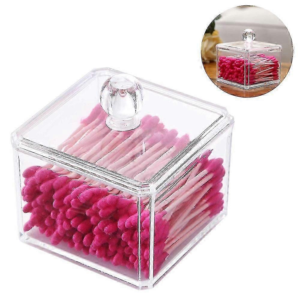 Square Stackable Cosmetic Organizers with Lids for Cotton & Jewelry