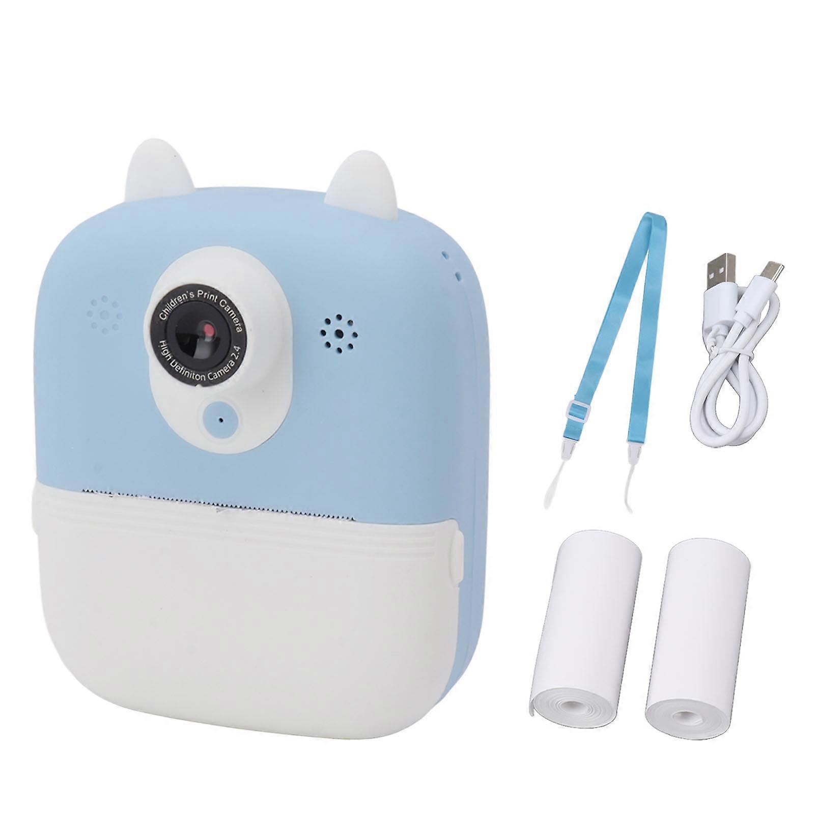 Instant Camera 2.4in HD Kids Digital Instant Camera Dual Lens Instant Print Digital Camera for Home Traveling Blue