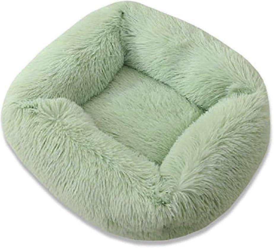 Bed Xs Size Warm Winter Square Super Soft Sleeping Dog Bed Long Plush Washable Cat Mat Basket Puppy House 1Pcs Light Green