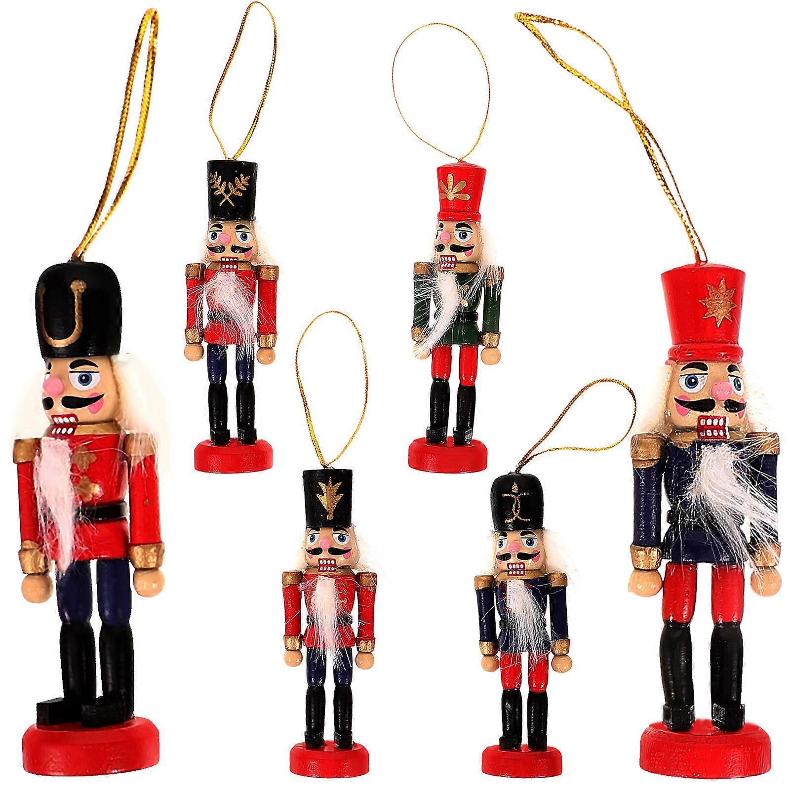 Christmas Nutcracker Decor Assorted Color Plastic Material Xmas Tree Ornaments 6Pcs 8X3.5X1CM