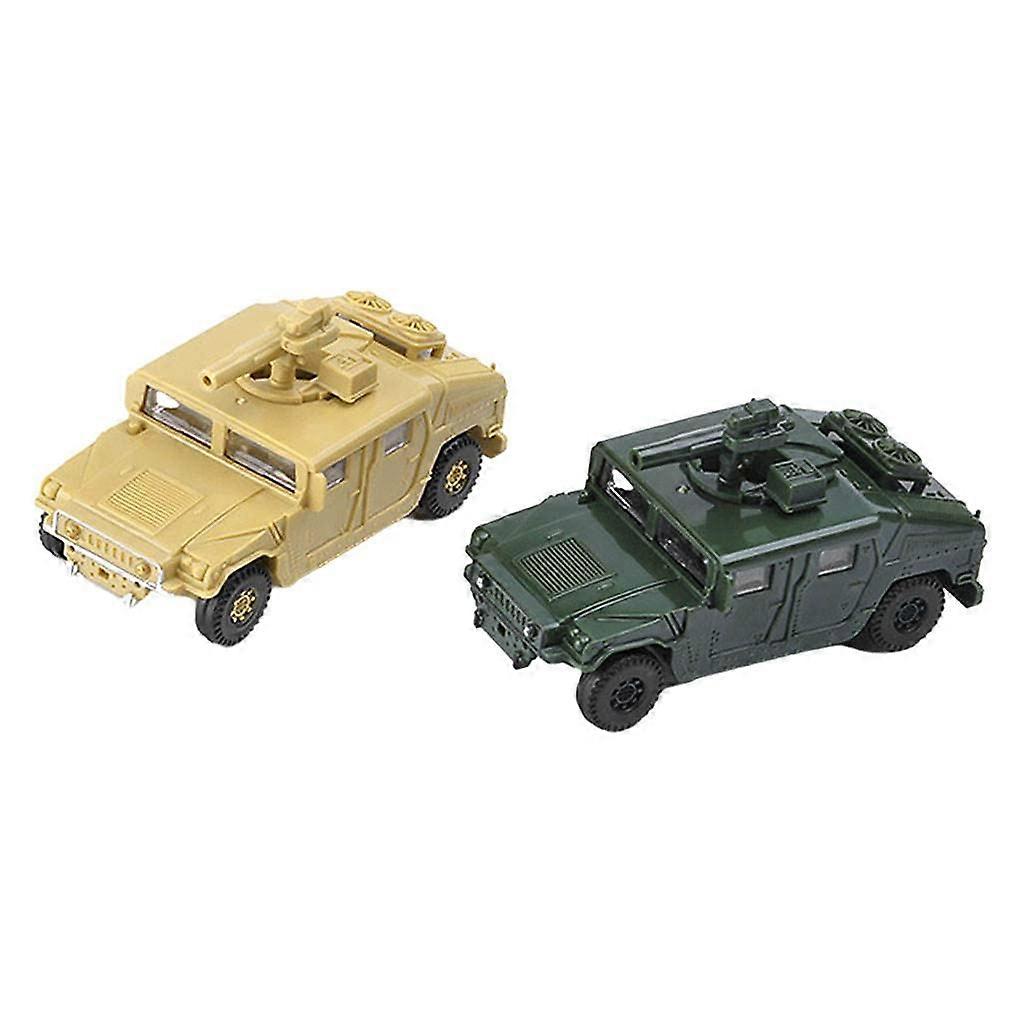 2 Pieces Miniatures 1:72 Assemble American Humvee Kits DIY Model Hobby Building Army Vehicle for Toy Desktop Christmas Gift