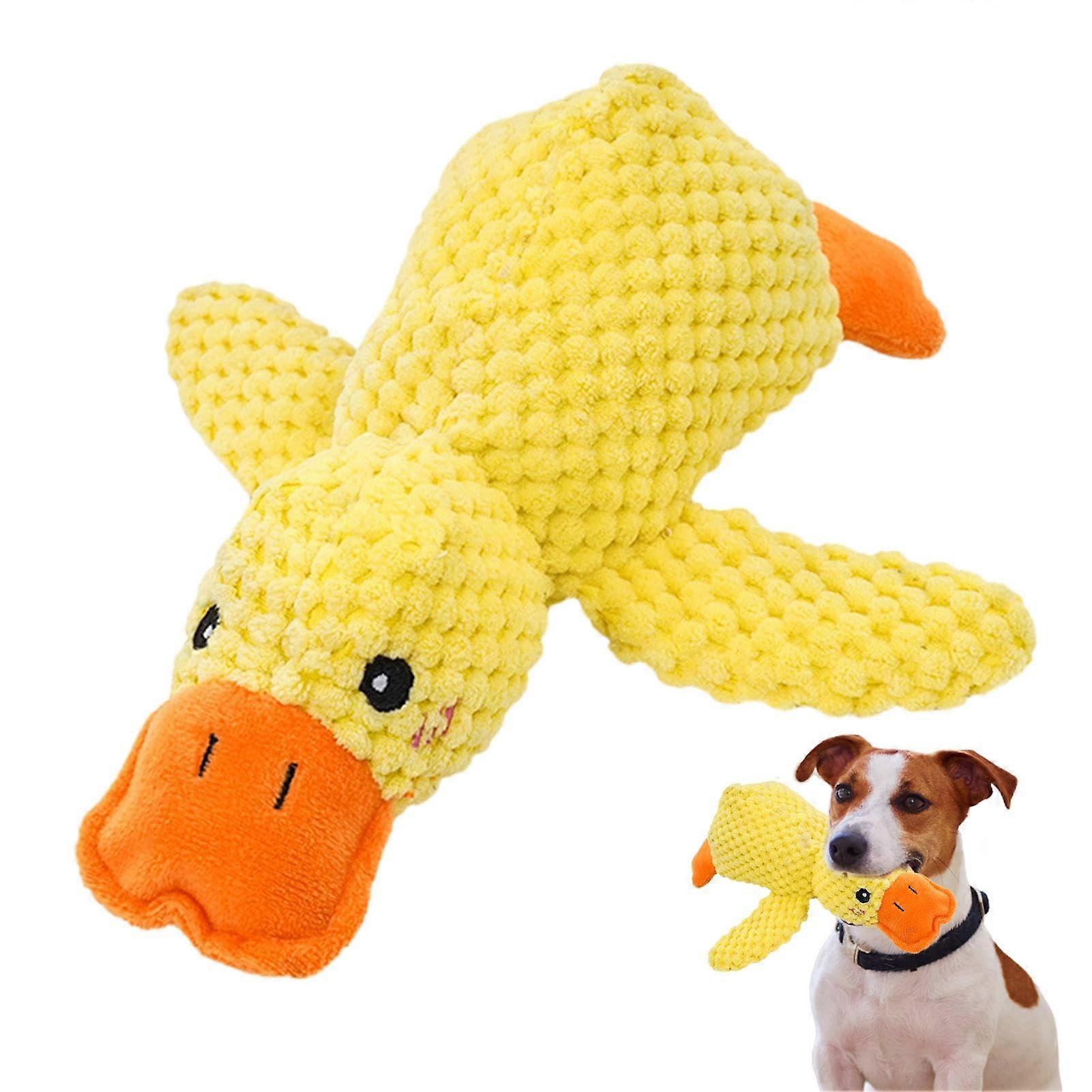 Quack Quack Duck Dog Toy, Squeaky Plush Puppy Toy, Indestructible Yellow Duck Dog Toy, The Mellow Dog Soothing Duck for Dogs