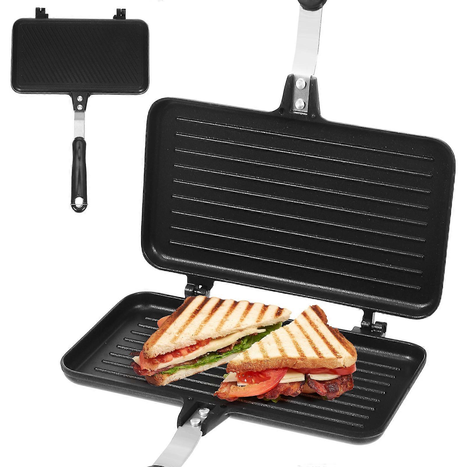 Non Stick Pans Double-Sided Heating Sandwich Maker Pan Small Cafes Flat Design 1Pcs