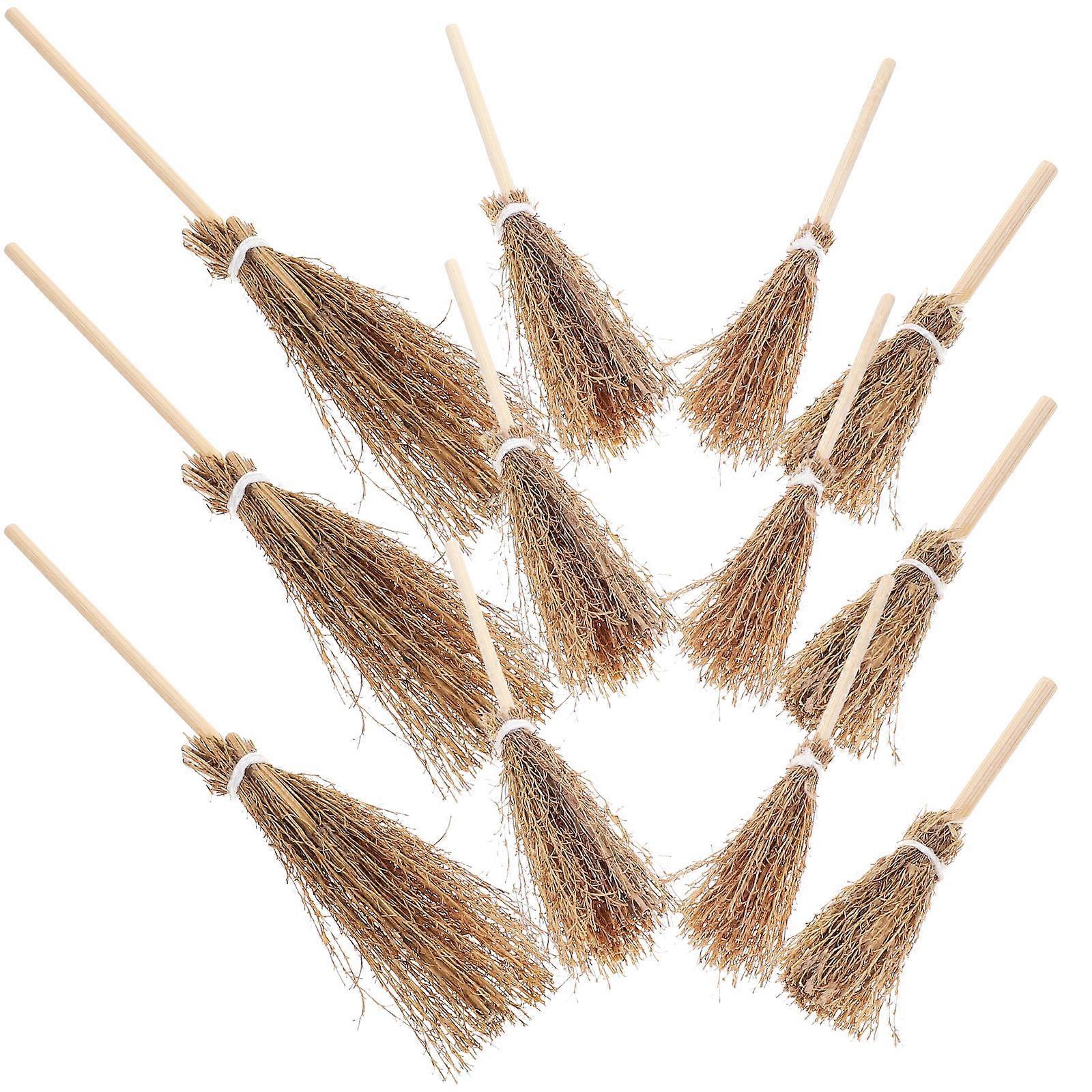 Broom Mini Model Halloween Doll House Decorations Light Brown 8.50X2.00X1.00CM Decoration 20Pcs
