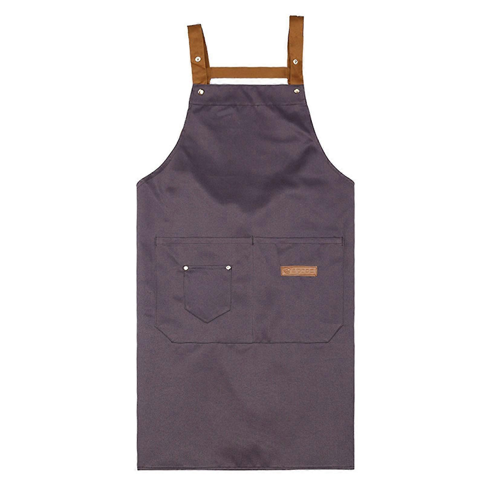 Waterproof Kitchen Apron with Pocket Adjustable Strap Grey