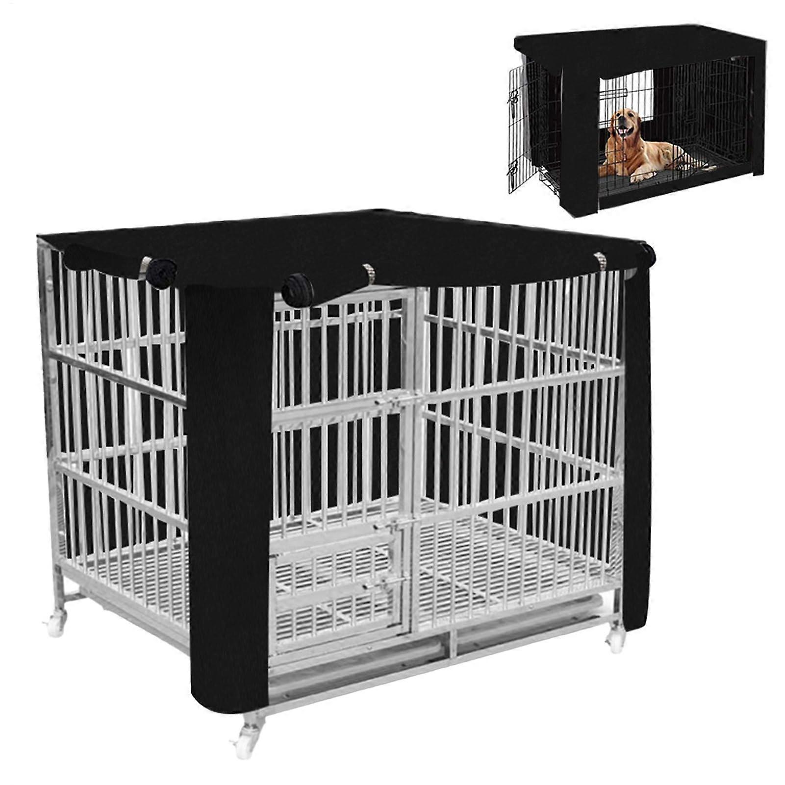 宠物 CREATE 封面户外宠物狗窝封套狗笼罩防尘透气，适合露营、家庭、旅行，黑色 36 英寸