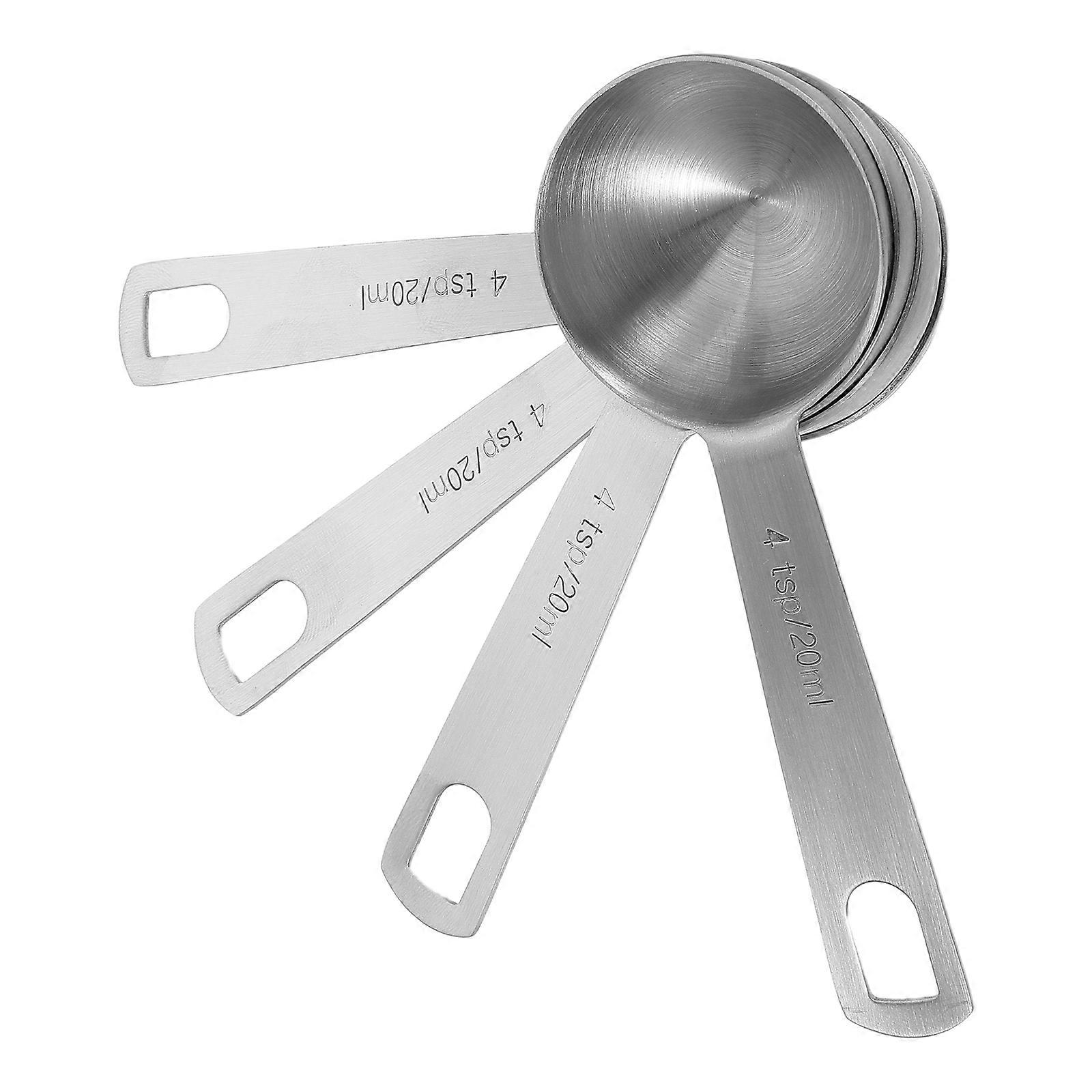 Stainless Steel Measuring Spoons Set of 4 with Tsp Handles for Precise Cooking Baking and Kitchen Use Space Saving Design