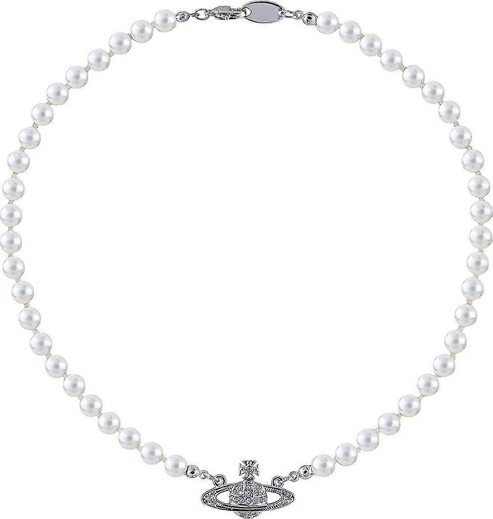 Collier de perles Strass Saturne pour femmes, bijoux Y2k, tour de cou en cristal de mariage