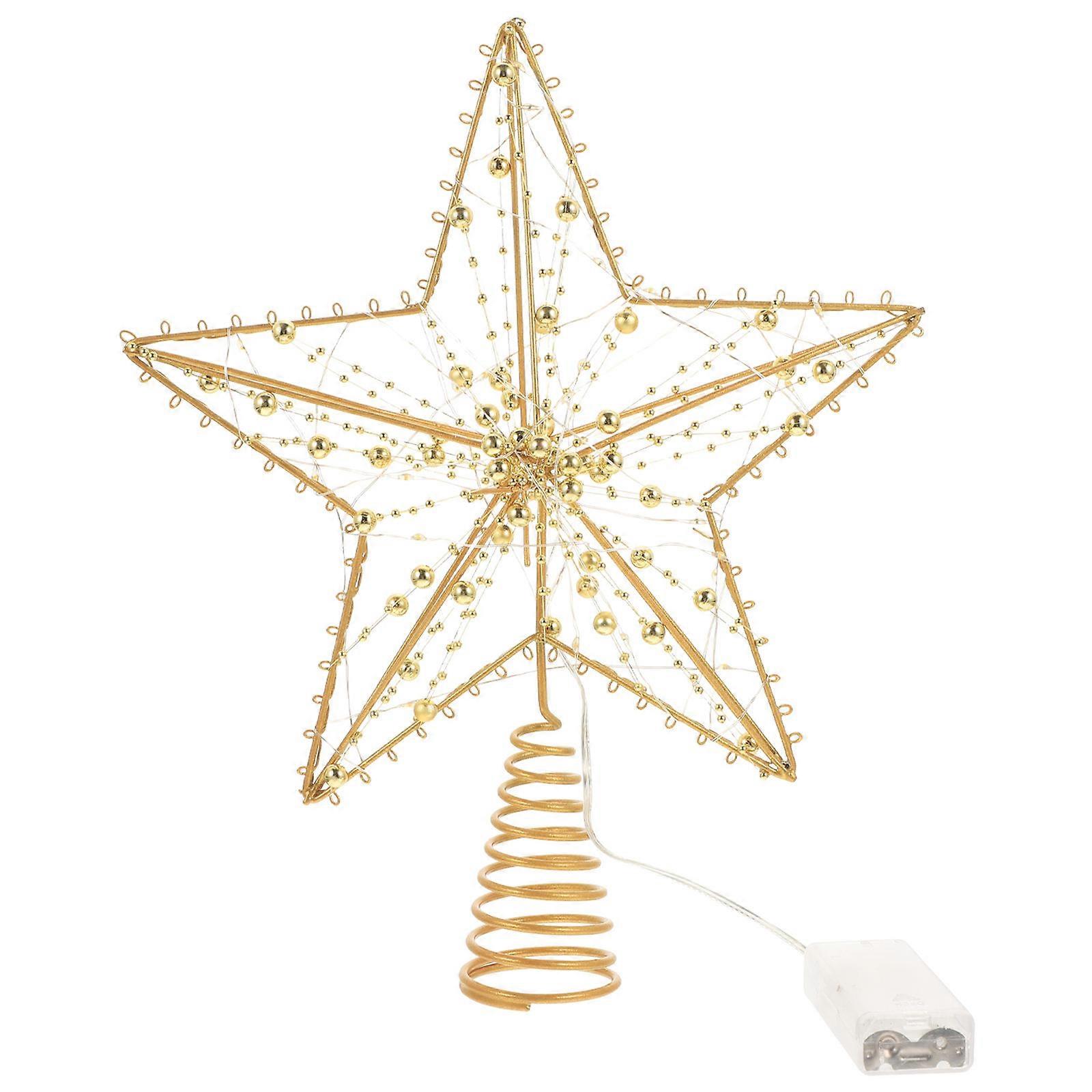 Tree Top Star Geometric Star Tree Topper For Holiday Decoration Golden Plastic Easy To Secure 1Set