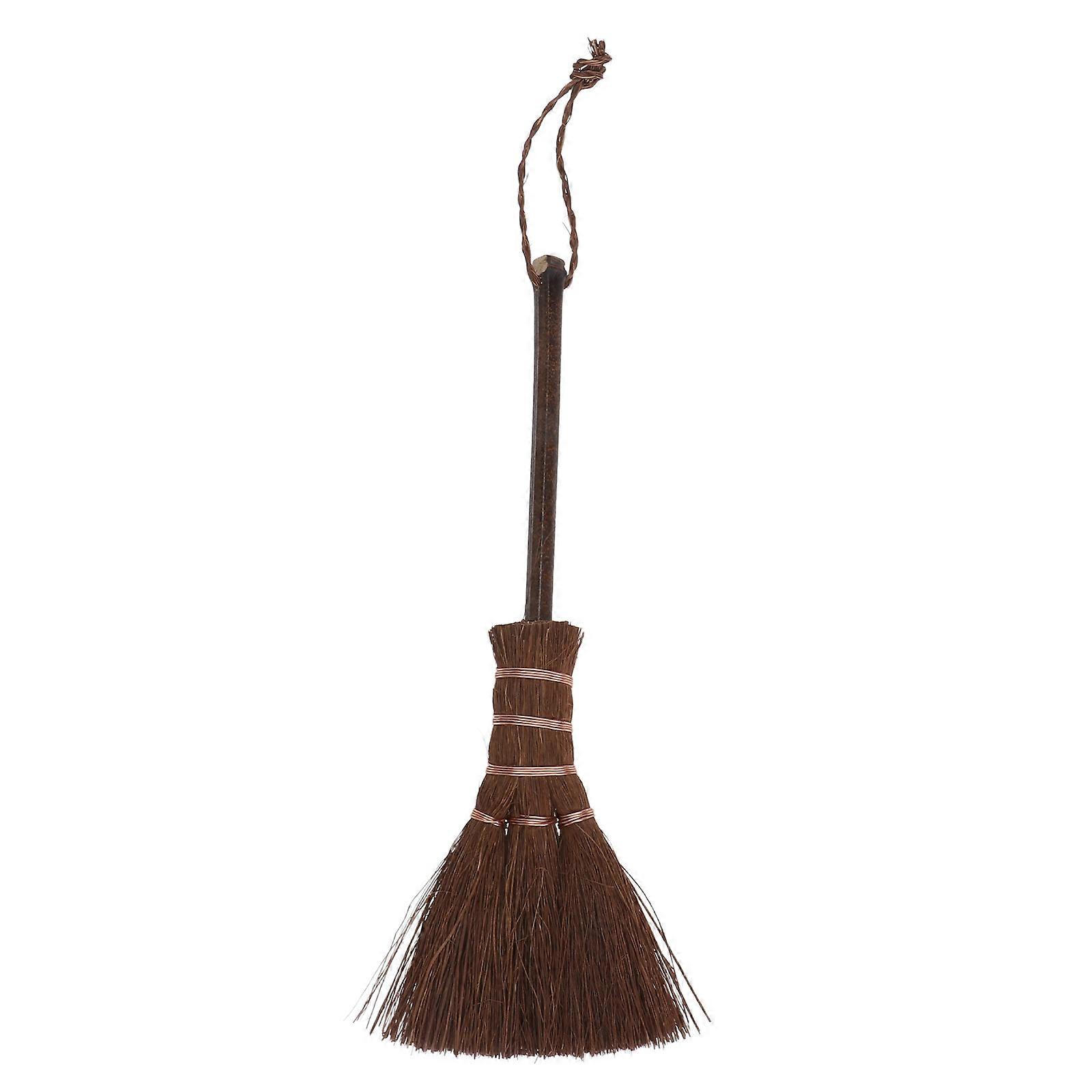 Small Garbage Cleaning Mini Broom Tea Ceremony Brush for Home Users 20x9cm Palm Fibre and Copper Wire 1Pc
