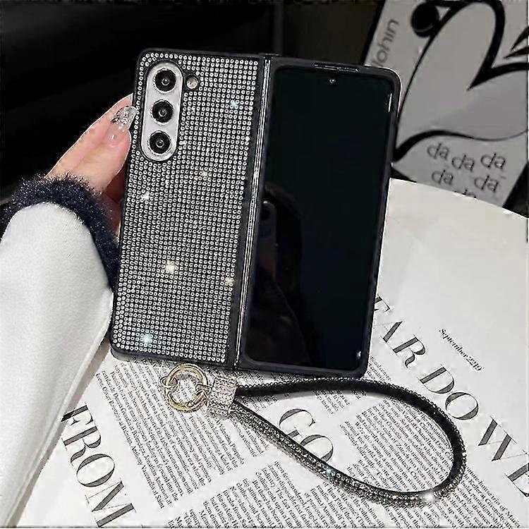Case for Samsung Galaxy Z Fold 6 5G With sling,Galaxy Z Fold 6 5G Case for Women Girls Glitter Sprakle Bling Anti-Slip Shockproof Protection Fold Cove