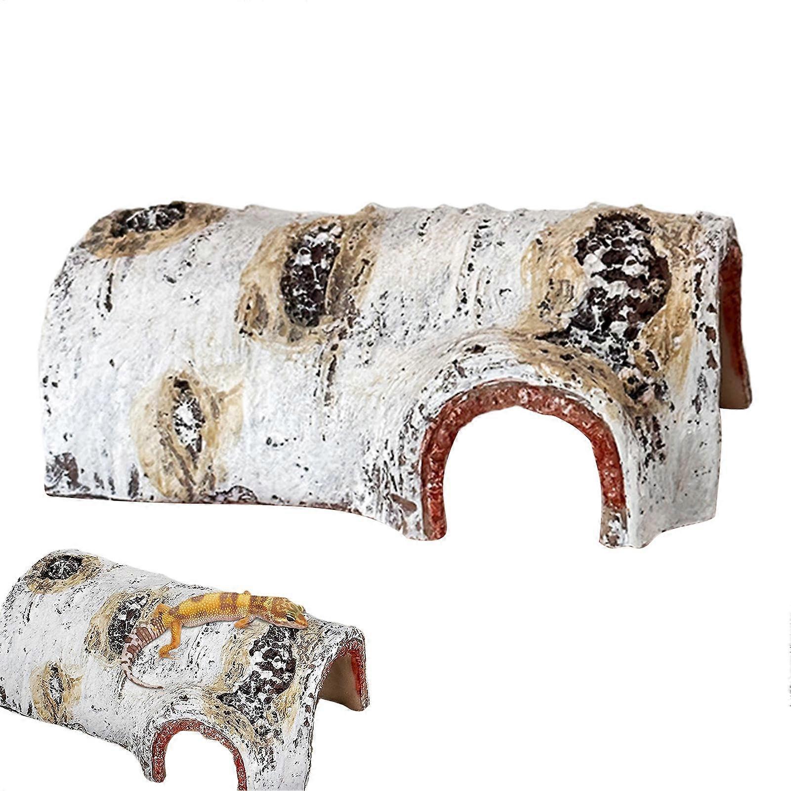 Reptile House Cave  Simulation Tree Resin Nest for Gecko  Reptile Tank Accessories Habitat for Spiders, Frogs, Hermit Crabs, Lizards, Snakes