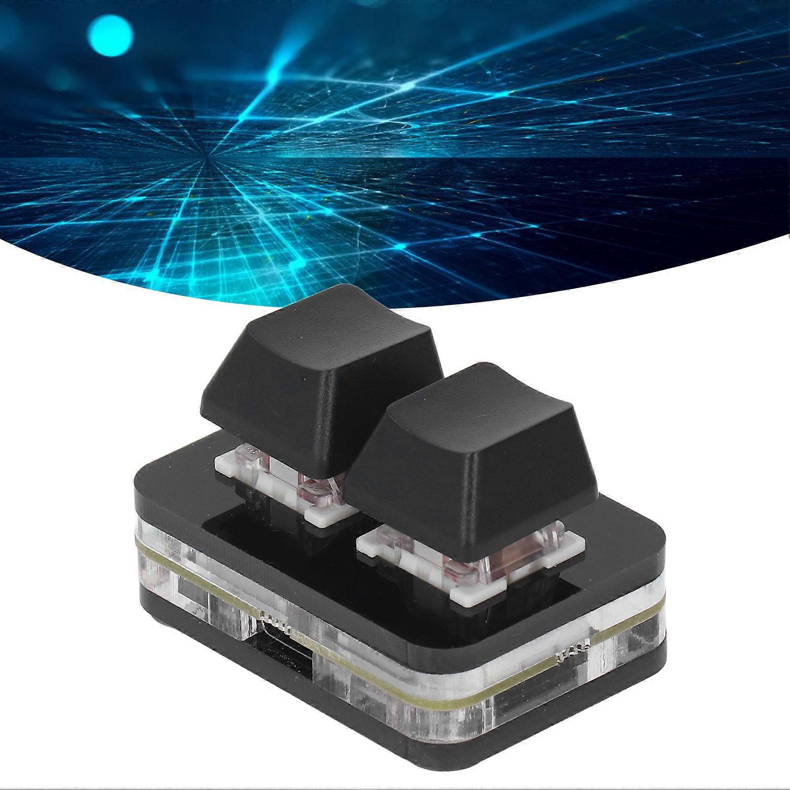 2 Keys Red Switch Keyboard Mini USB Mechanical Keypad for Rhythm Games Copy Paste Function Black 
