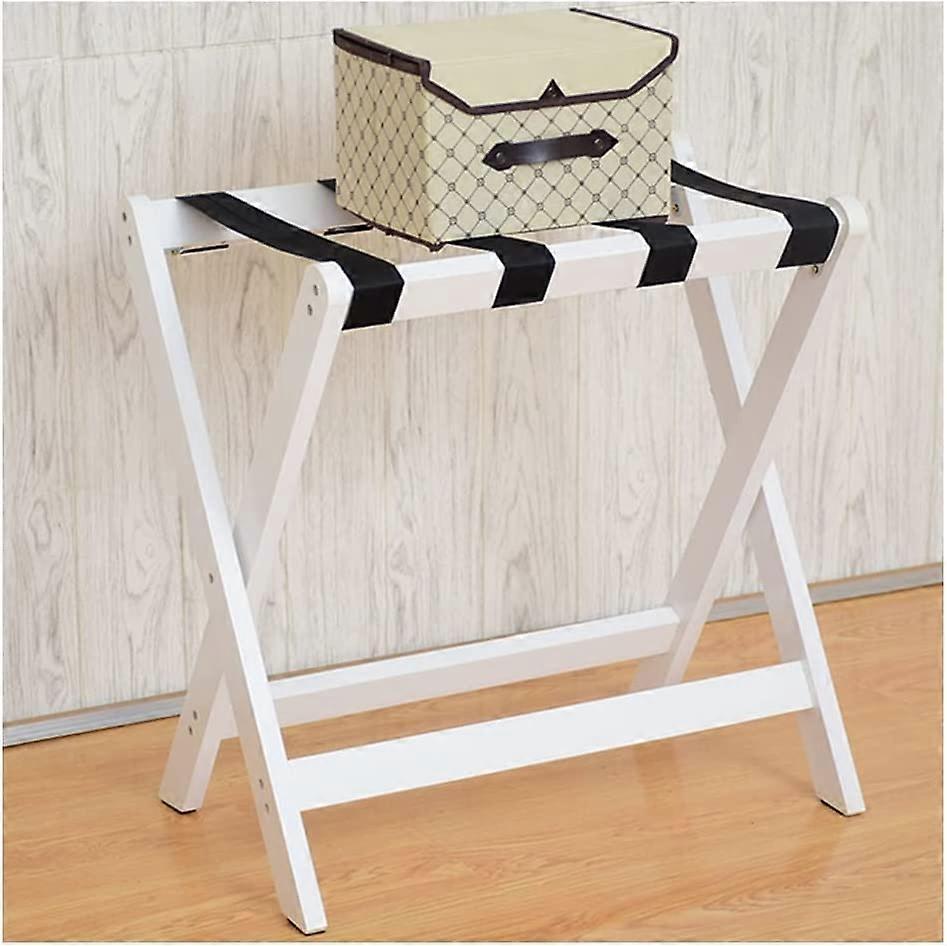 Portable Suitcase Stand, Bedside Storage Rack, Adjustable FloortoCeiling White Luggage Rack (60x40x60cm)