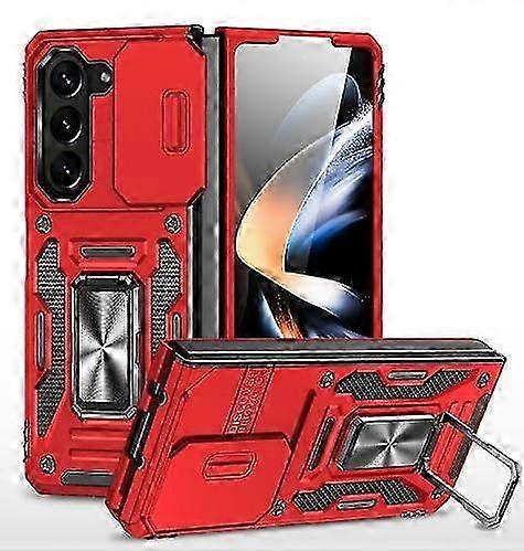 جراب سامسونج جالاكسي زد فولد 5 مع غطاء الكاميرا ومسند ، حامل دائري مدمج 360 دوران ، جراب واقي مغناطيسي جالاكسي زد فولد 5