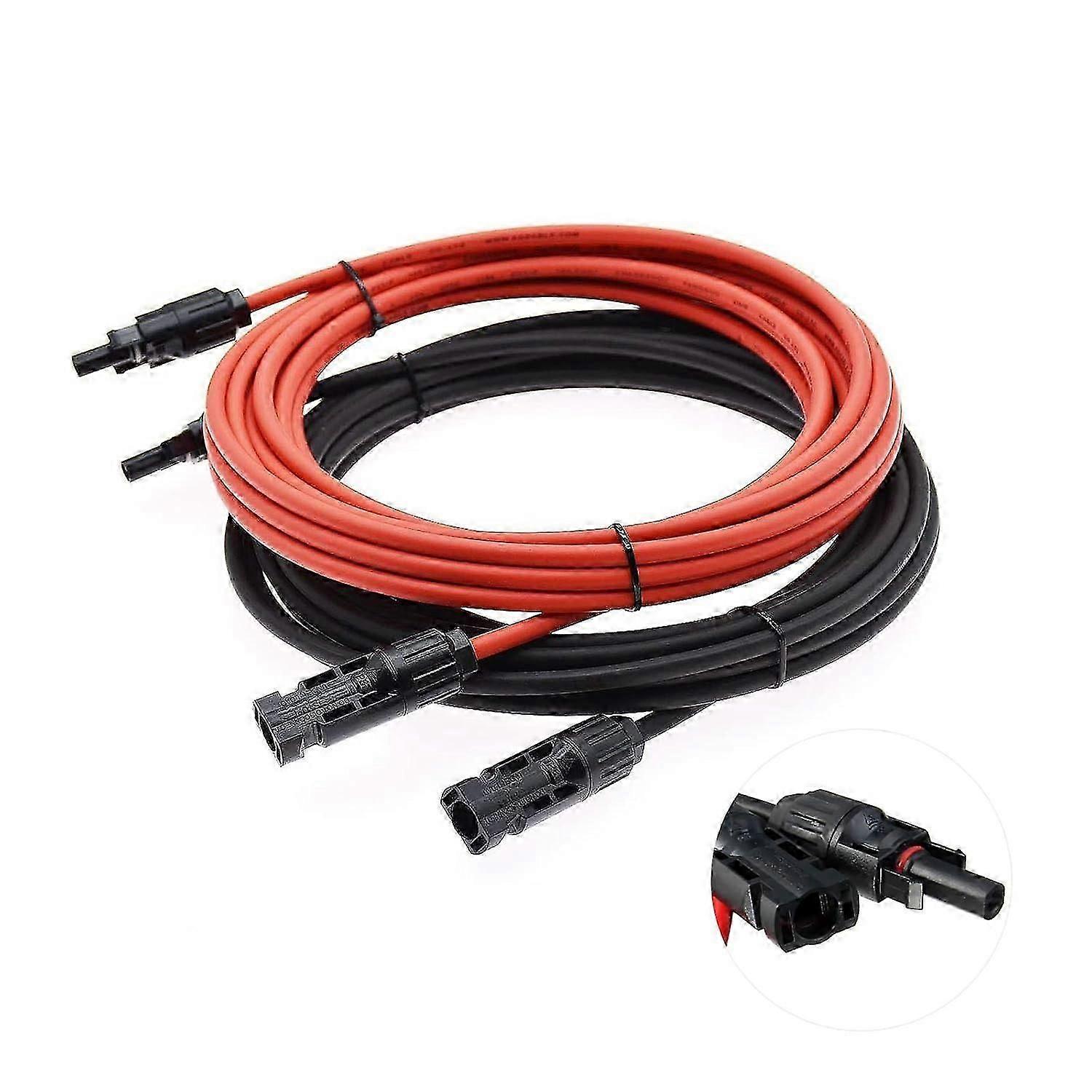 Extension cable - Solar cable - Red/black - 4mm - With mounted solar connector (5 m) (AAA)