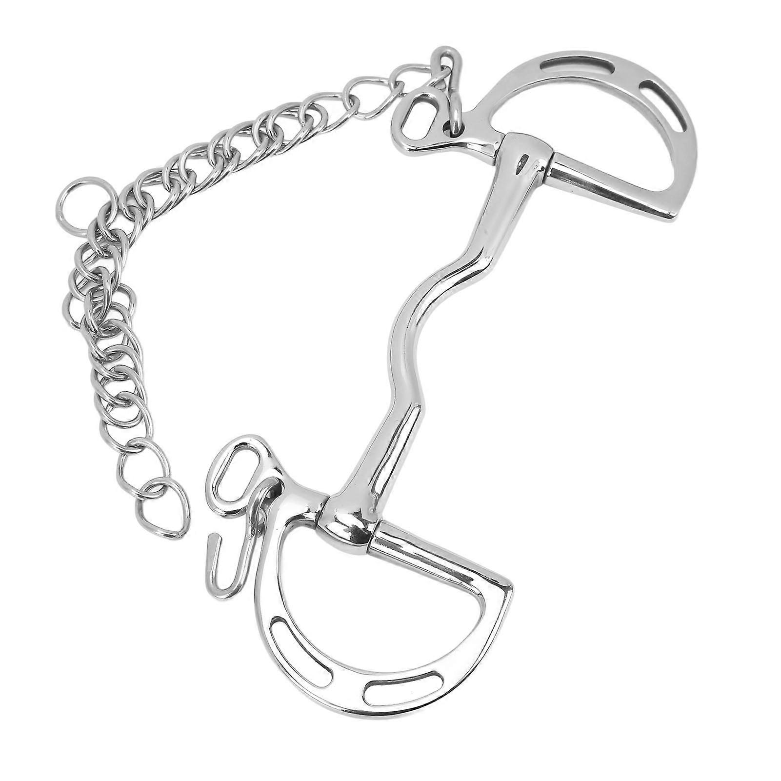 Bit de Cavalo de Aço Inoxidável D Ring Boca de Cavalo Snaffle Bit com Corrente para Boca de Cavalo de 135mm