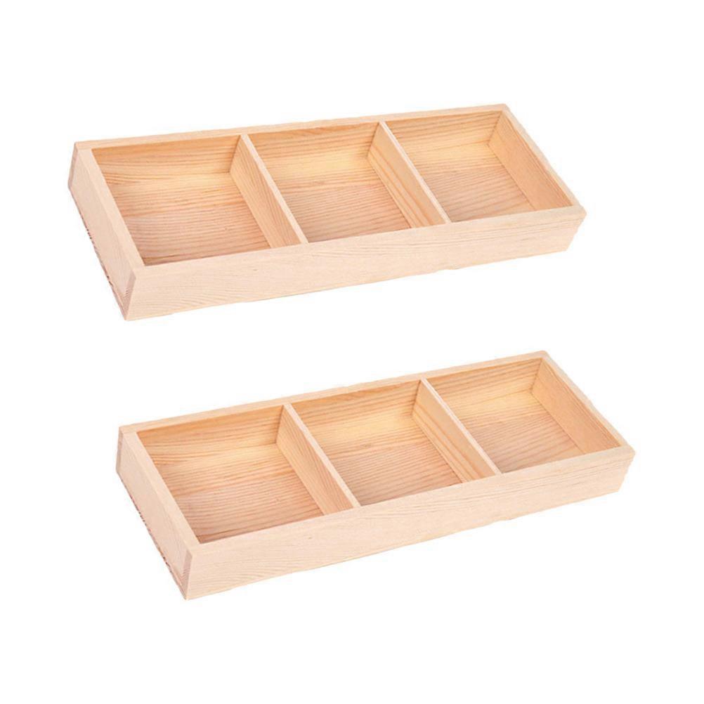Wooden Storage Box for Organization in Khaki Color Made of Synthetic Material 3 Lattices