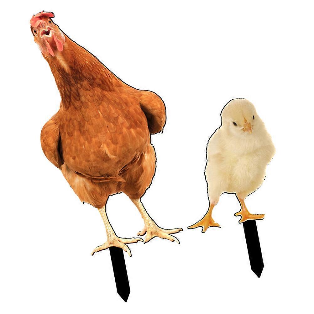 2pcs Acrylic Chicken Stake Decoration, Realistic Outdoor Garden Insert for Lawn and Courtyard – Durable Lifelike Design