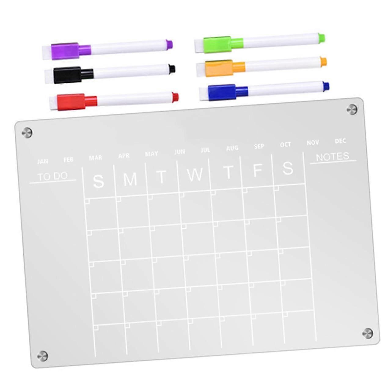 1 Magnetic Planning Board made of Acrylic for Refrigerator, Writable Whiteboard with Markers and Memo Board for Digital Reminders and Lists