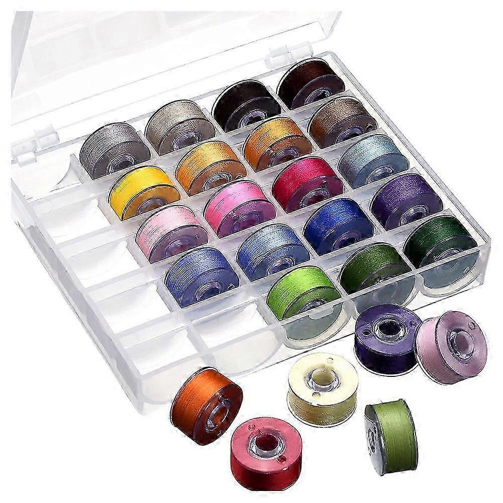 Bobbin Case Organizer with 25 Clear Sewing Machine Bobbins and Assorted Colors Sewing Thread for / / / / Singer