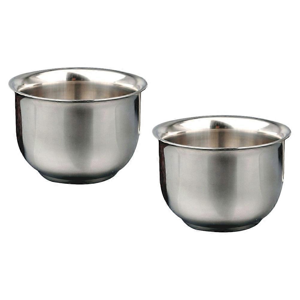 Steel Cups Drinking Rounded Shape Restaurant Use Silver 6.5X6.5X4.5CM Storage for Beverages 2Set