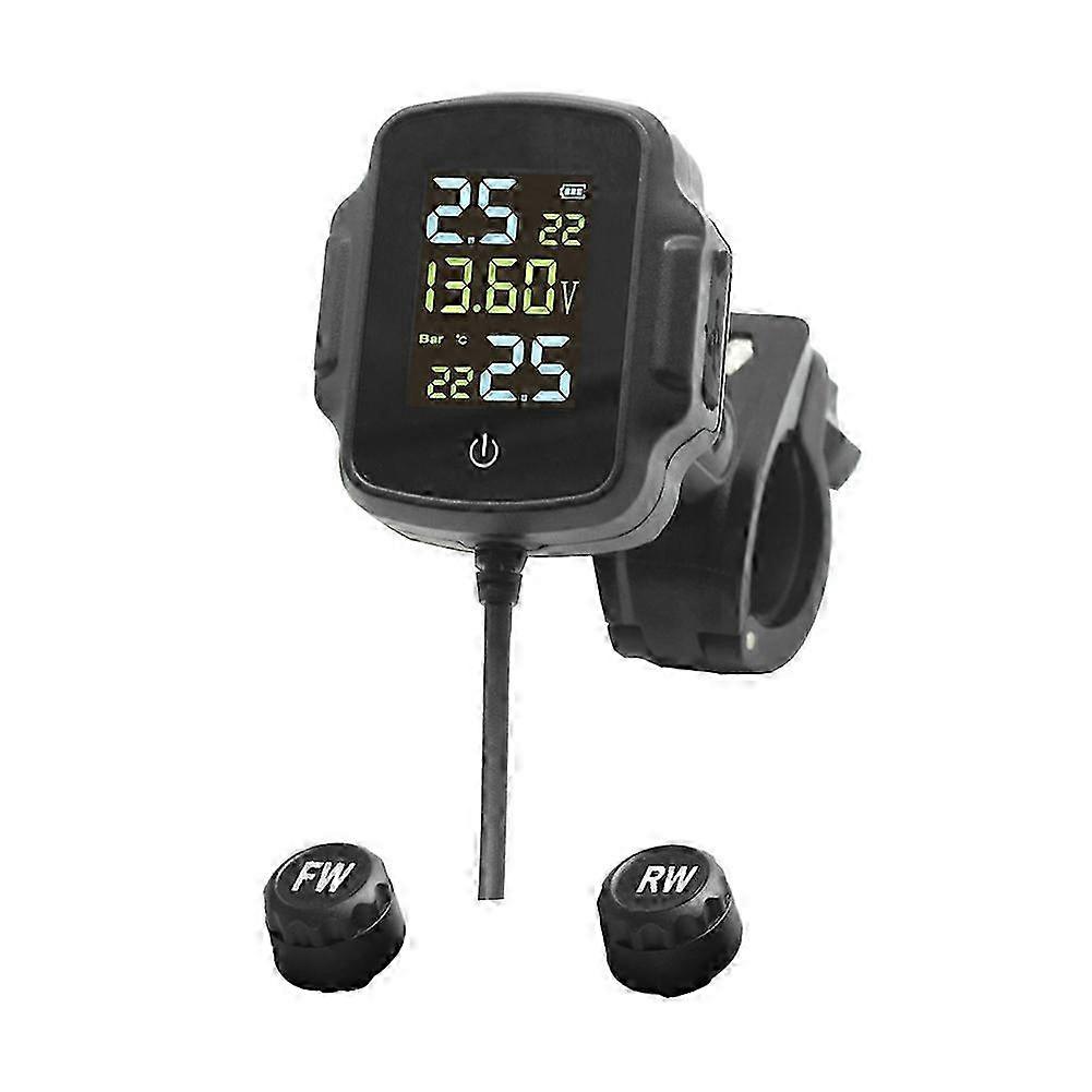 Universal Motorcycle Tire Pressure Monitoring System with 2 External Sensors Smart Tyre Alarm Kit