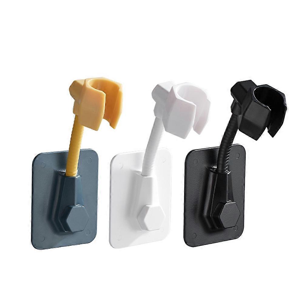 2PCS Adjustable Shower Nozzle Base Bracket Punch Free Plastic Shower Head Holder Hand Shower Fixed Accessories for Home Bathroom (Black)
