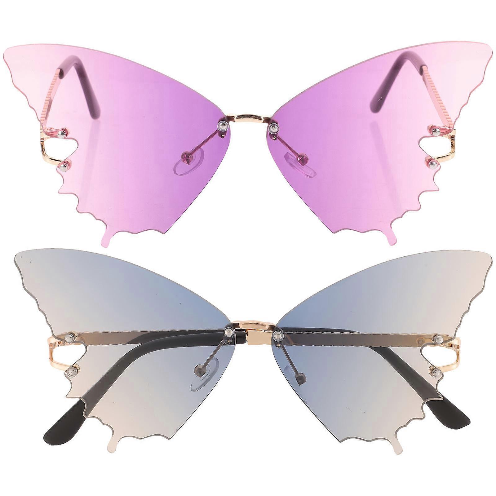 Lightweight Rimless Butterfly Sunglasses for Women – Gradient Tinted Lenses, Summer Beach Style with Comfortable Fit and UV Protection