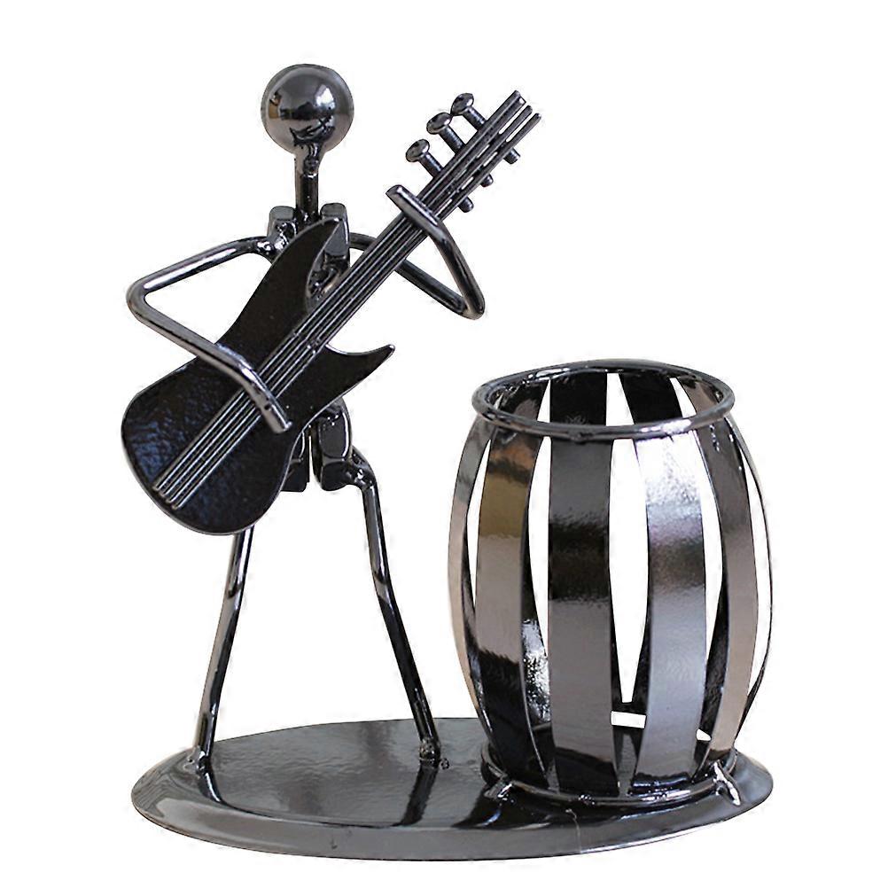 Creative Music Pen Holder Black Color 14x12x6.5cm Size for Home School Use 1Set