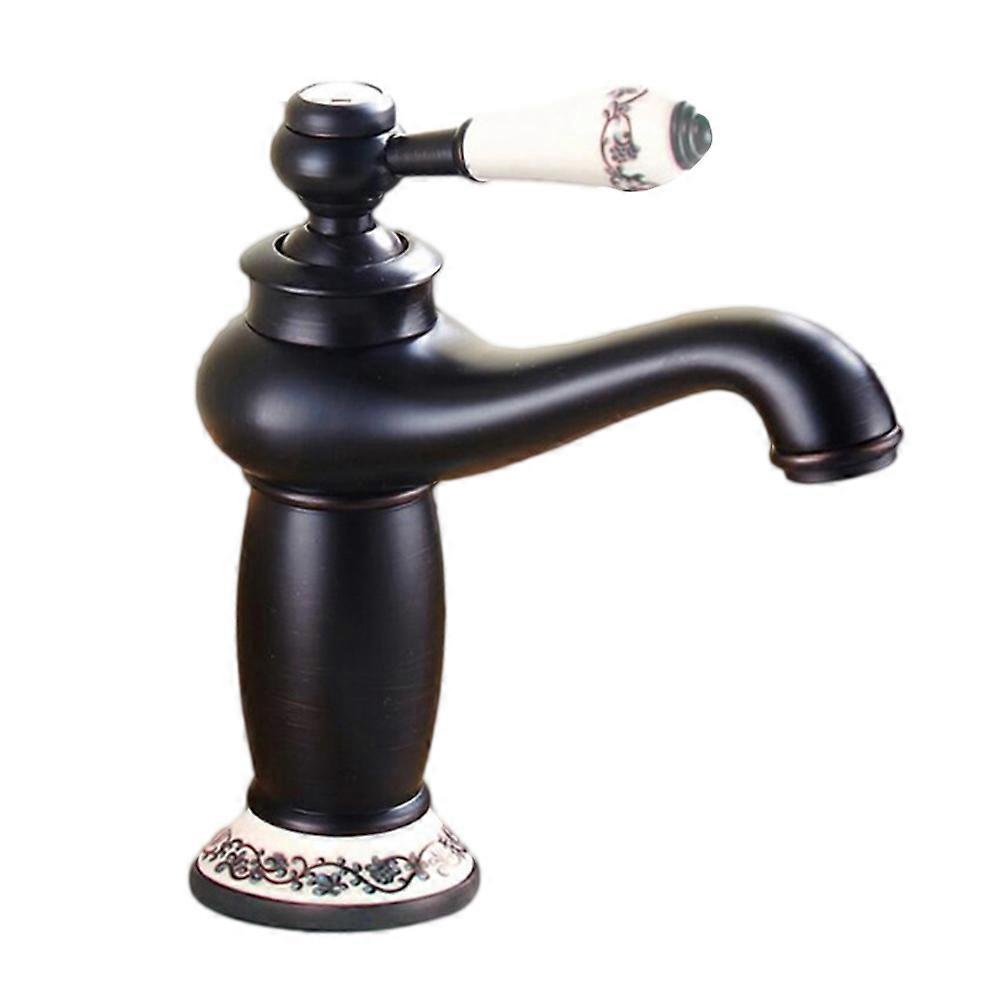 Tap Mixer European Antique Design Single Handle Kitchen Faucet Black Color Resists Tarnish Corrosion 1Set