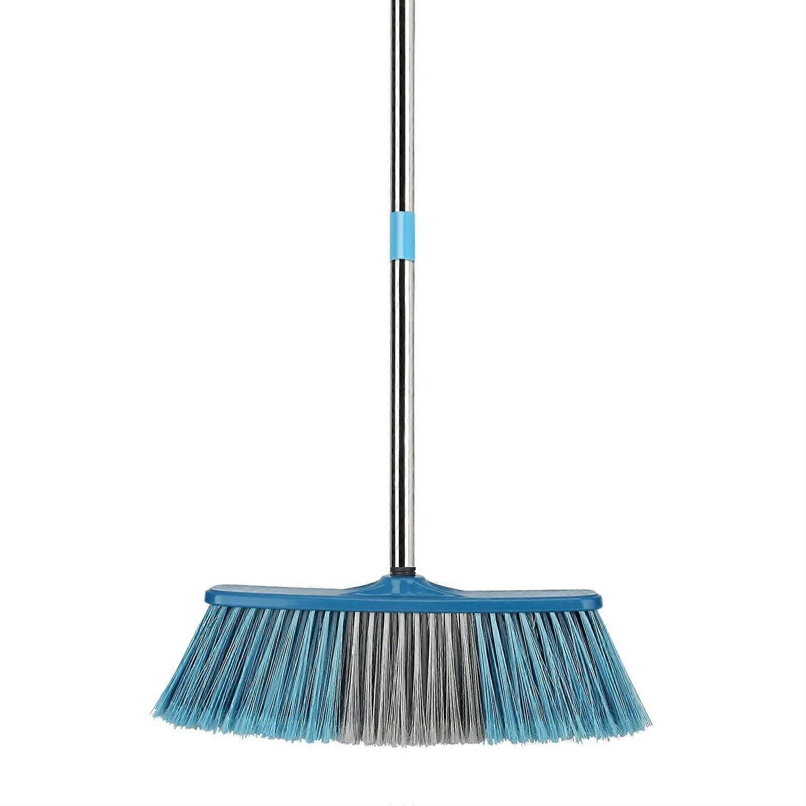 Outdoor Broom Large Floor Cleaning Broom With Adjustable Long Handle Stiff Bristles Grout Scrub Brush For Yard And Patio Blue
