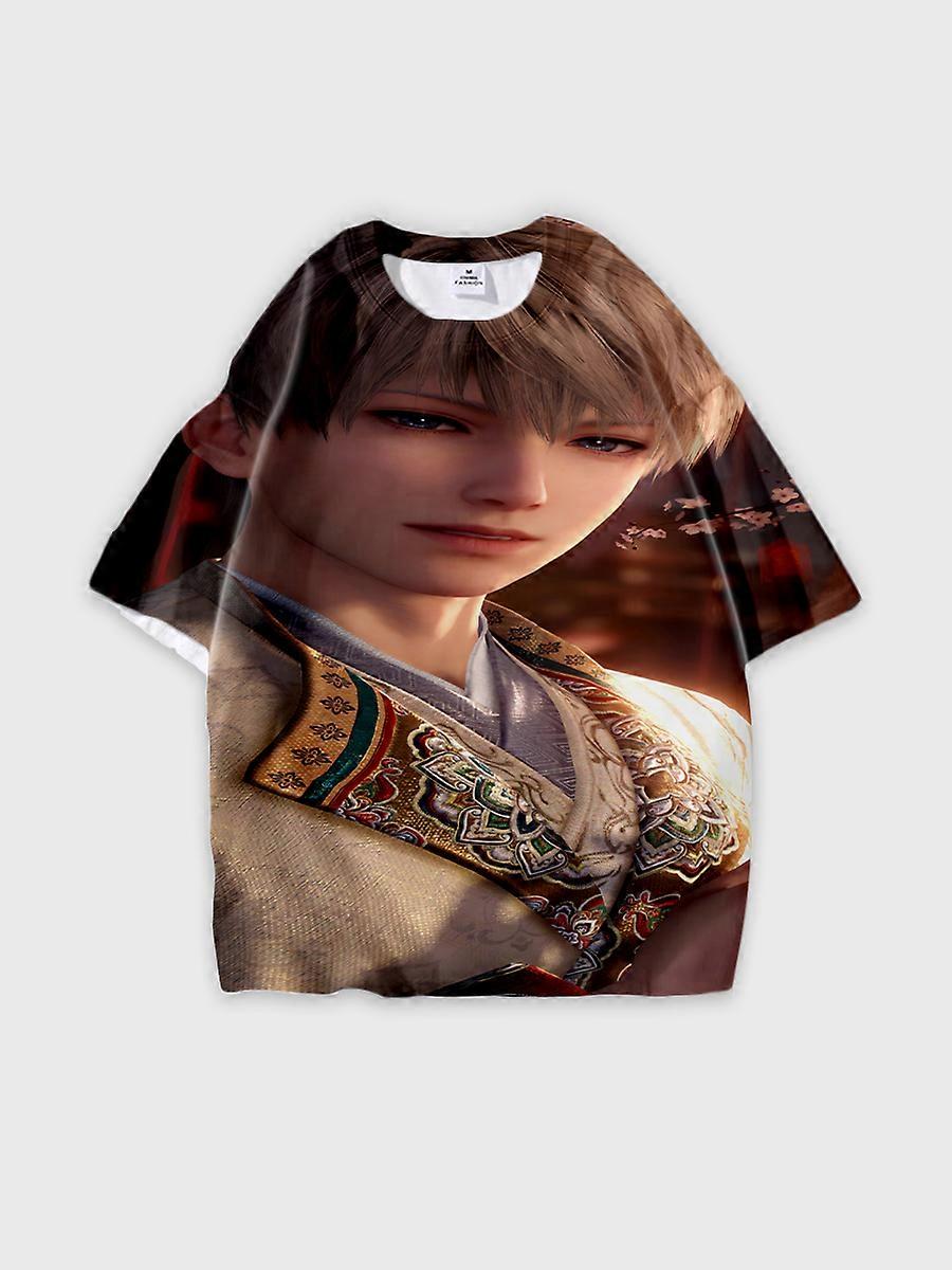 T-shirt round neck Role Pattern loose short sleeve E2883